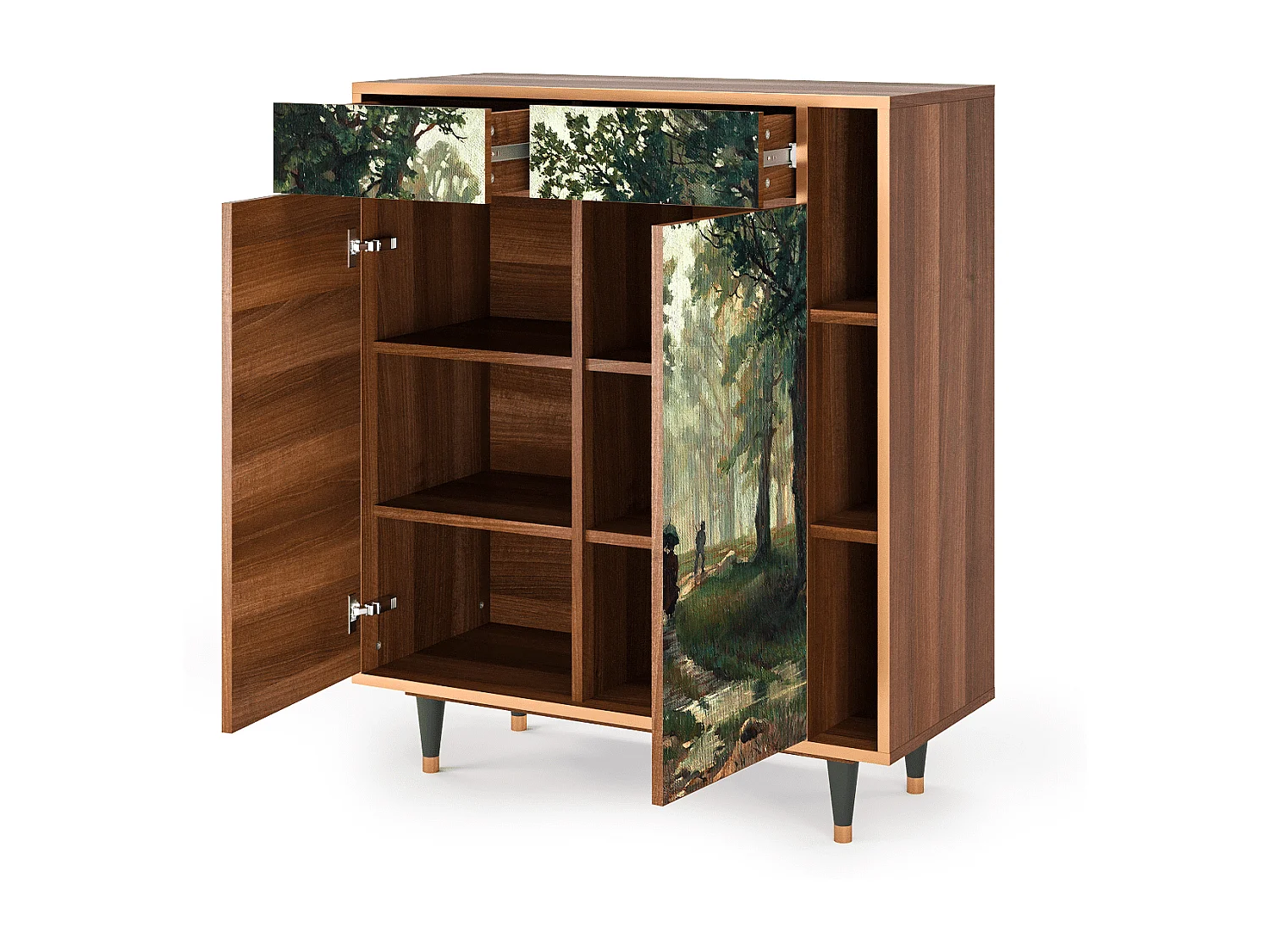 Kredens - 96х110х41 cm - BS6 -  Rain in the Oak Forest, Orzech