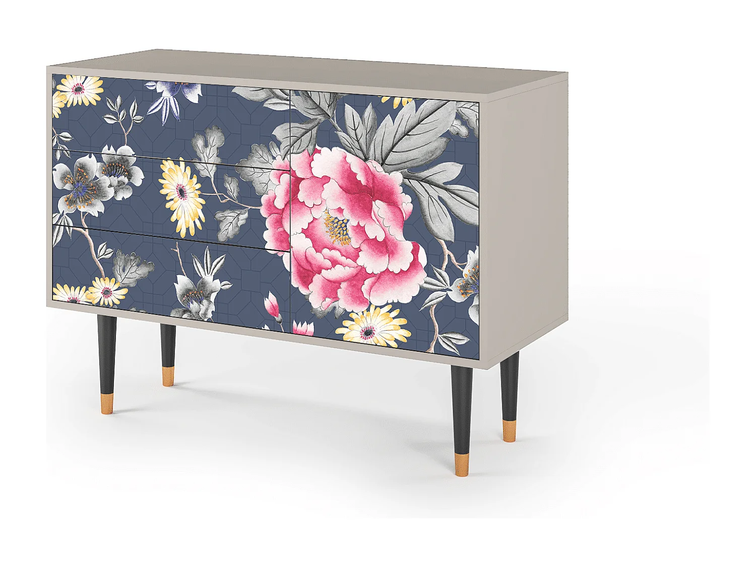 Kredens - 115х84х41 cm - S3 - Dark Flower Bed, Piaskowy