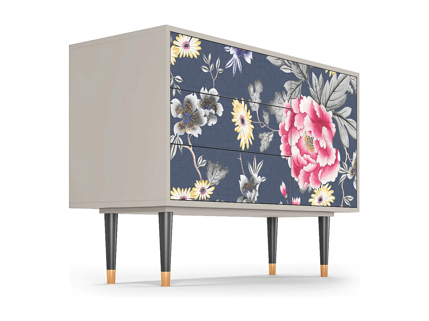 Kredens - 115х84х41 cm - S3 - Dark Flower Bed, Piaskowy