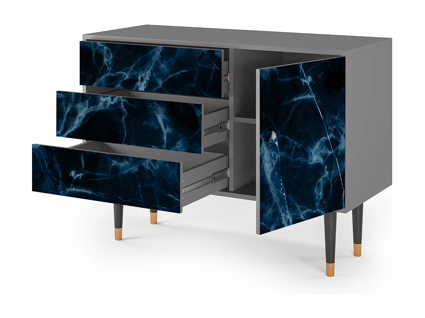 Kredens - 115х84х41 cm - S3 - Deep Ocean, Szary