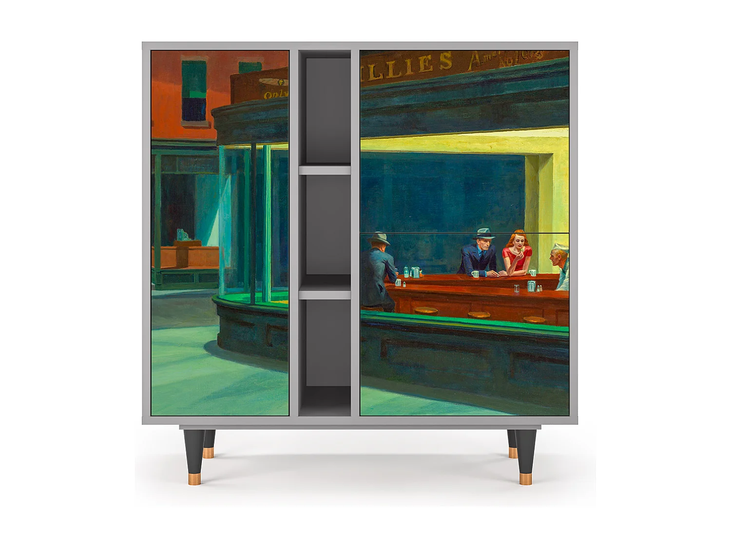 Kredens - 94х96х41 cm - BS5 - Nighthawks by Hopper, Szary