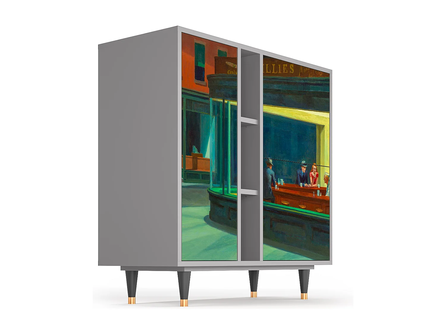 Kredens - 94х96х41 cm - BS5 - Nighthawks by Hopper, Szary