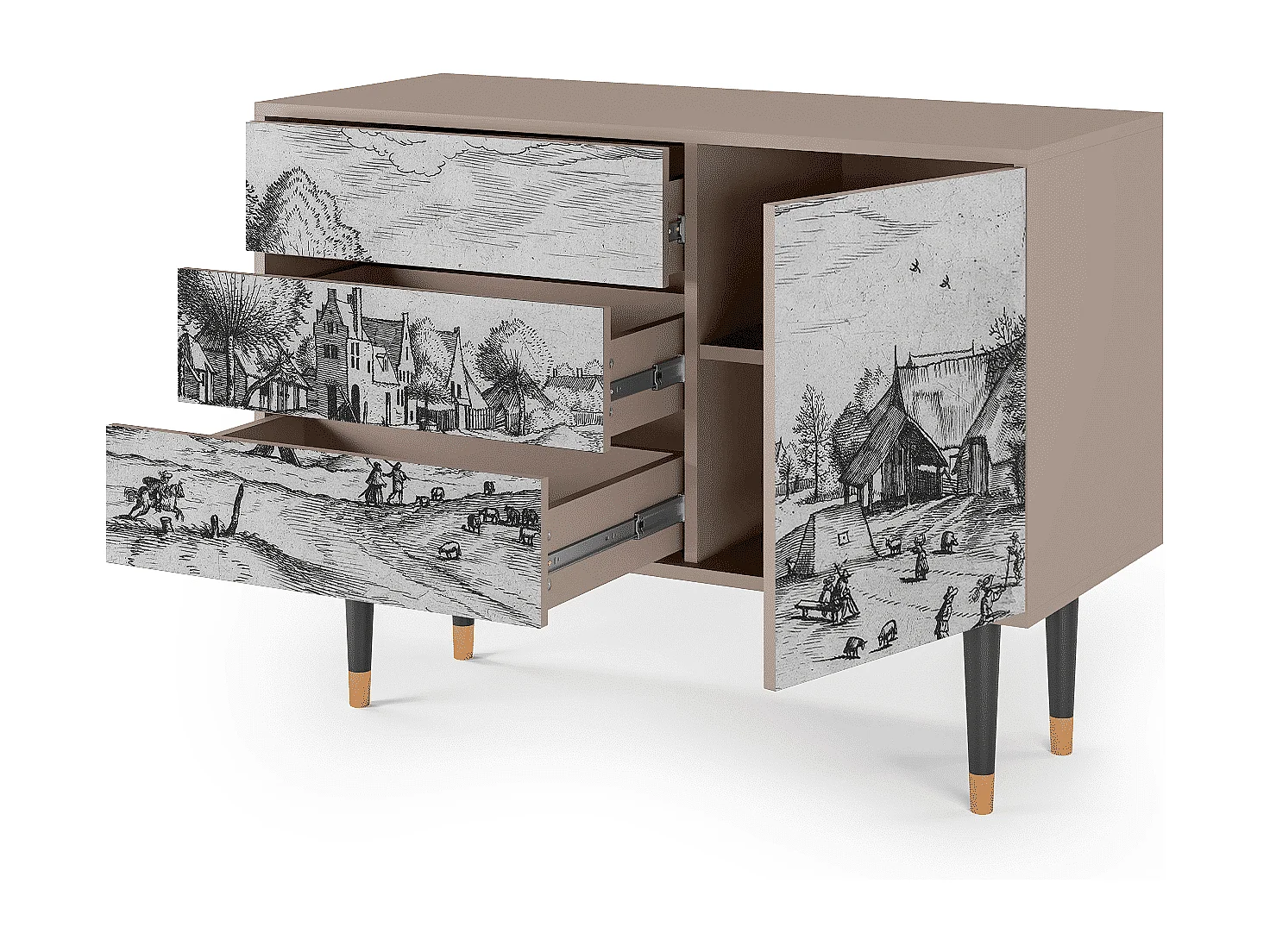 Kredens - 115х84х41 cm - S3 - Country Village, Latte