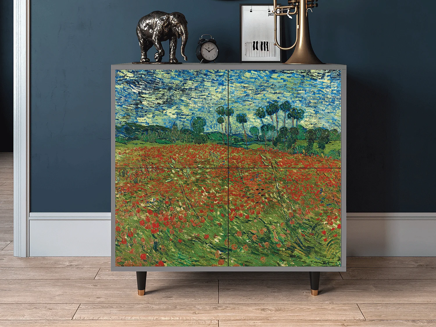 Buffet - 94x96x48 cm - BS3 - Poppy field by van Gogh, Gris