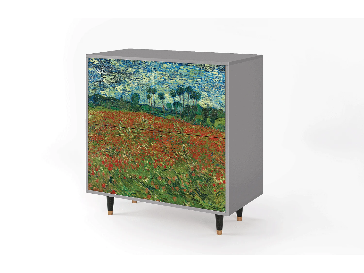 Kredens - 94x96x48 cm - BS3 - Poppy field by van Gogh, Szary