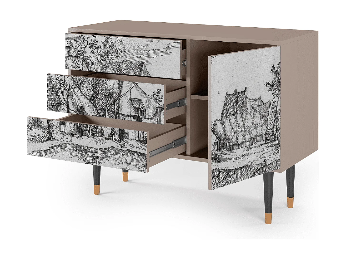 Credenza - 115х84х41 cm - S3 - Farms in a Village, Latte