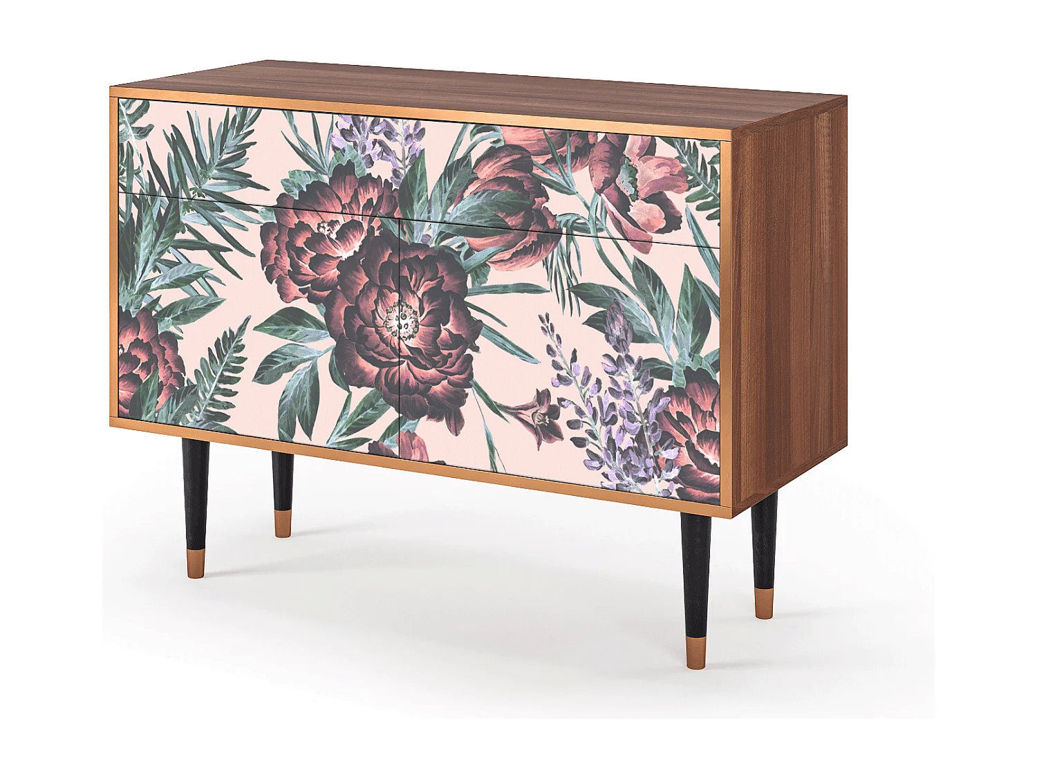 Kredens - 115x85x48 cm - BS4 - Peach Peonies, Orzech