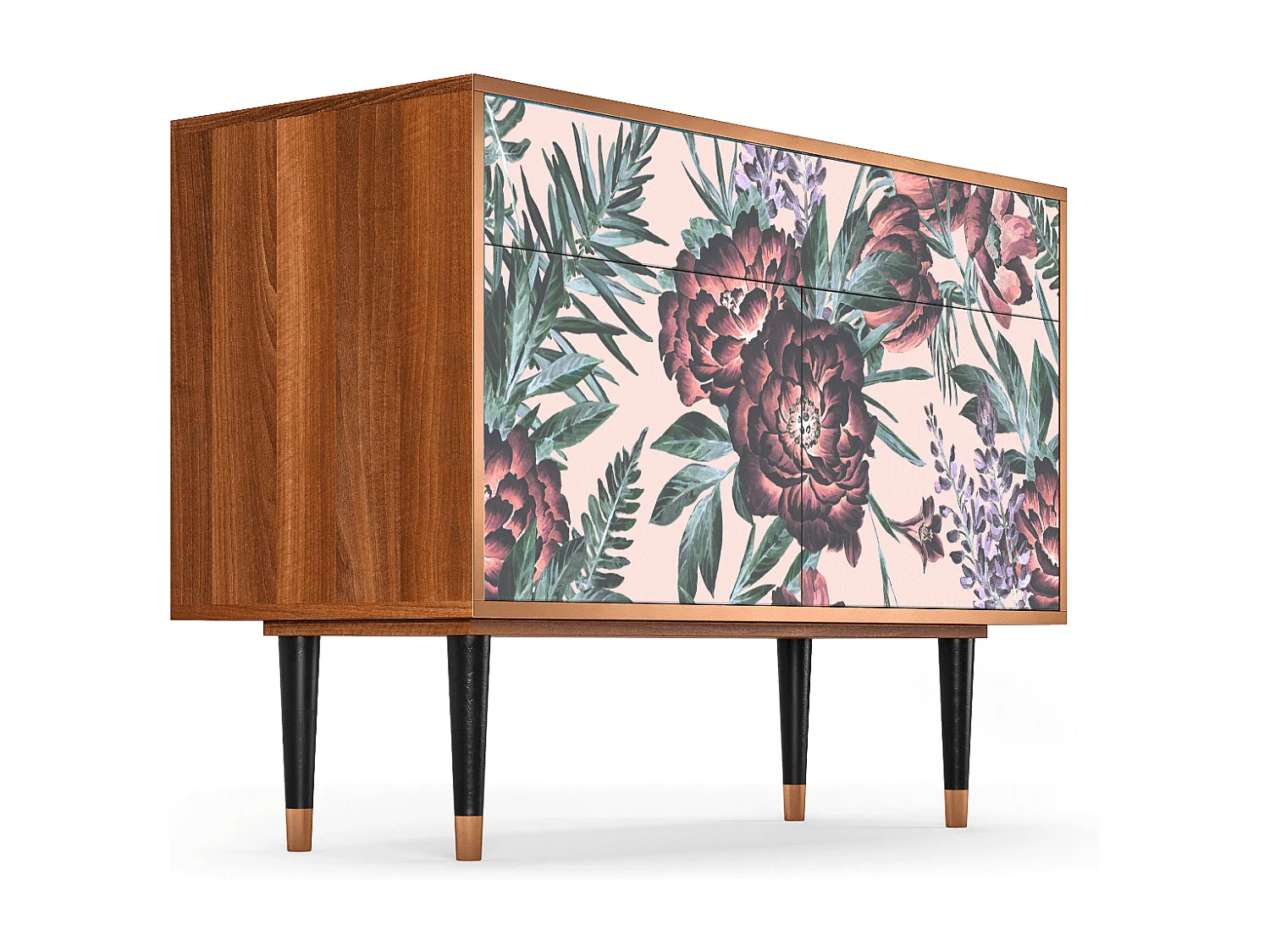 Kredens - 115x85x48 cm - BS4 - Peach Peonies, Orzech