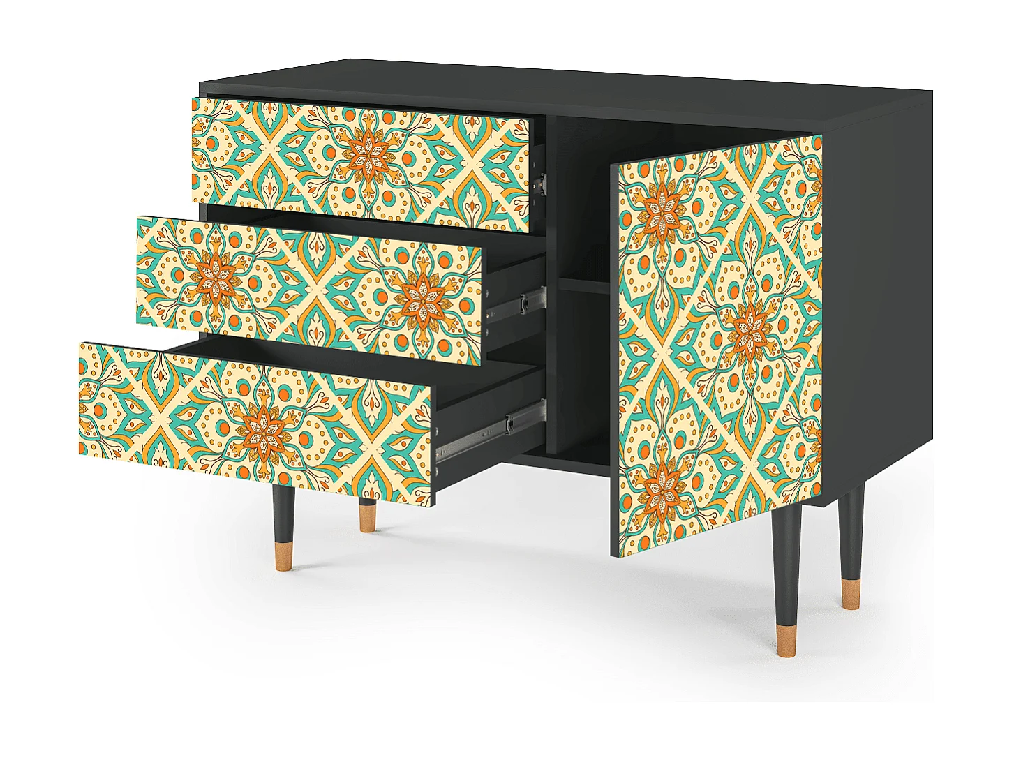 Dressoir - 115х84х41 cm - S3 - Hindu Daisy, Antraciet