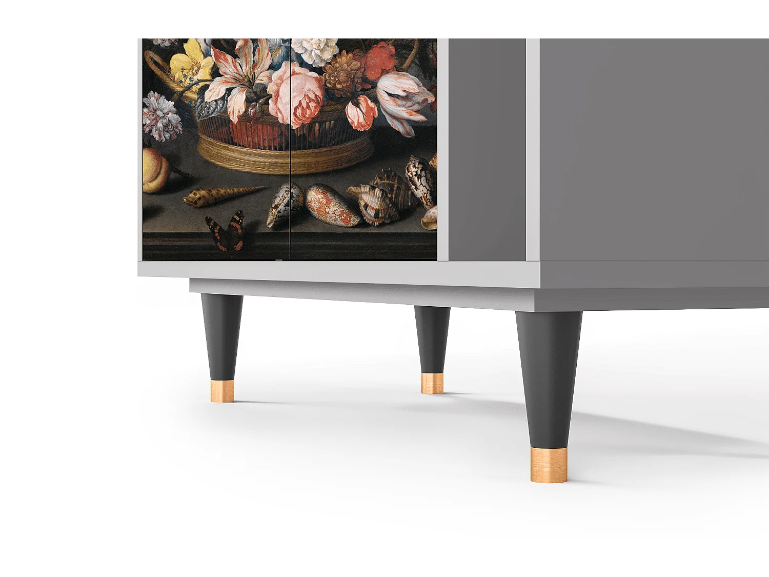 Kredens - 96х110х41 cm - BS6 - Still Life with Flowers, Szary