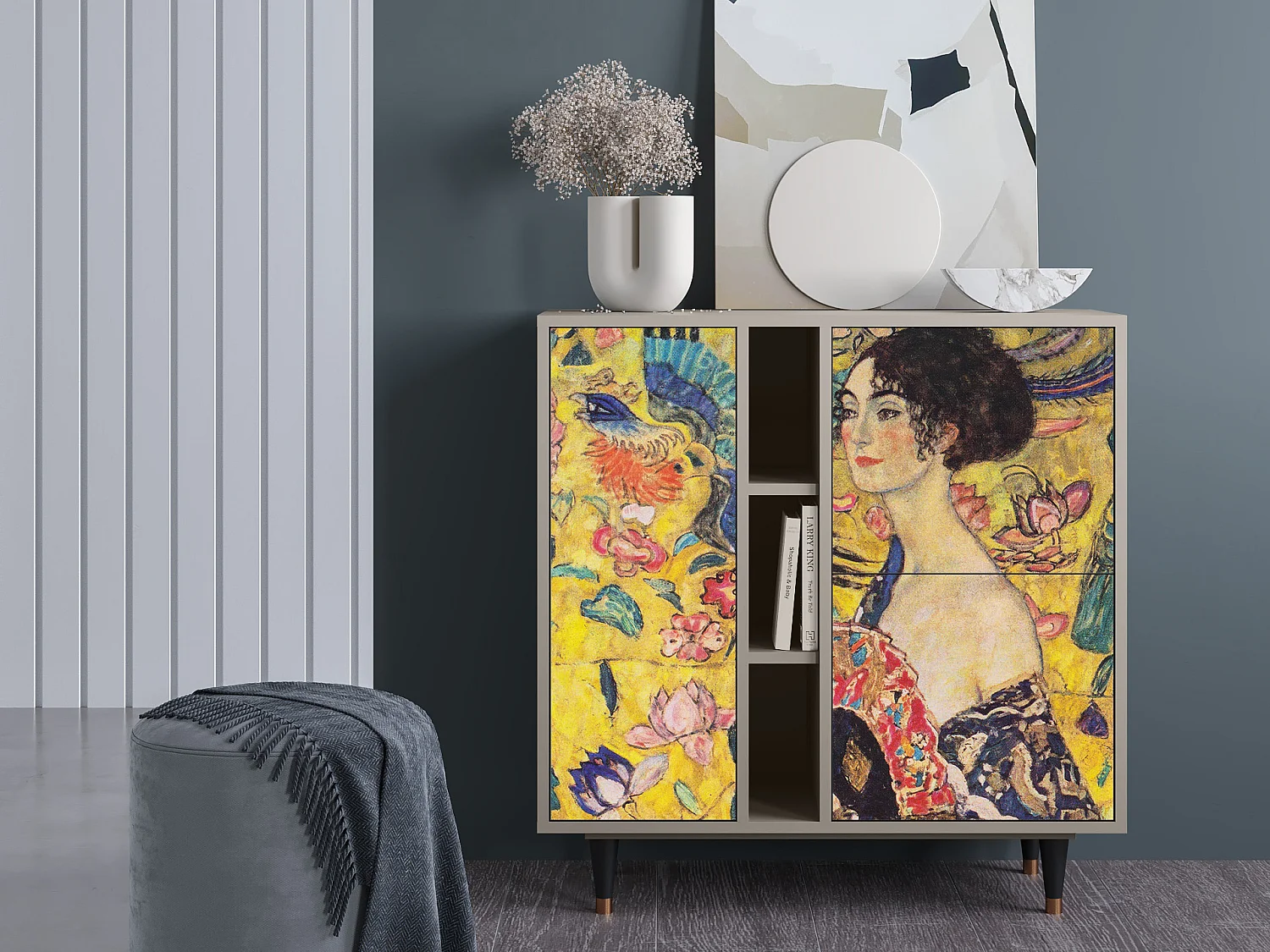 Credenza - 94х96х41 cm - BS5 - Lady with Fan by Klimt, Sabbia