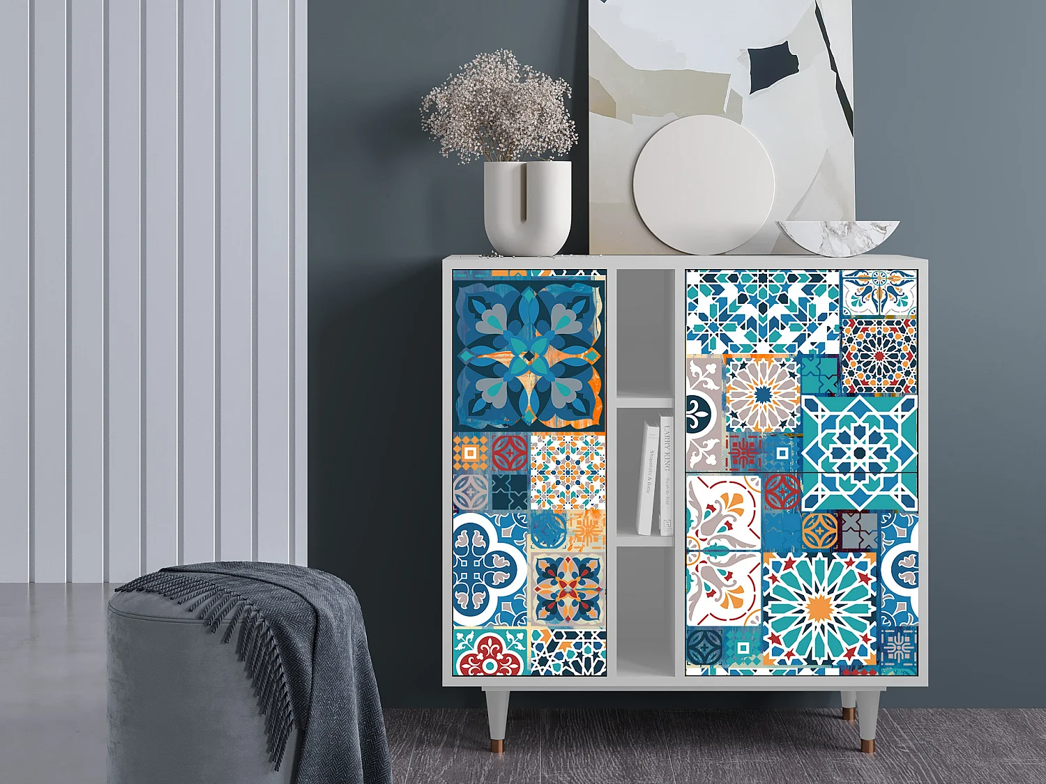 Kredens - 94х96х41 cm - BS5 - Moroccan Market, Biały