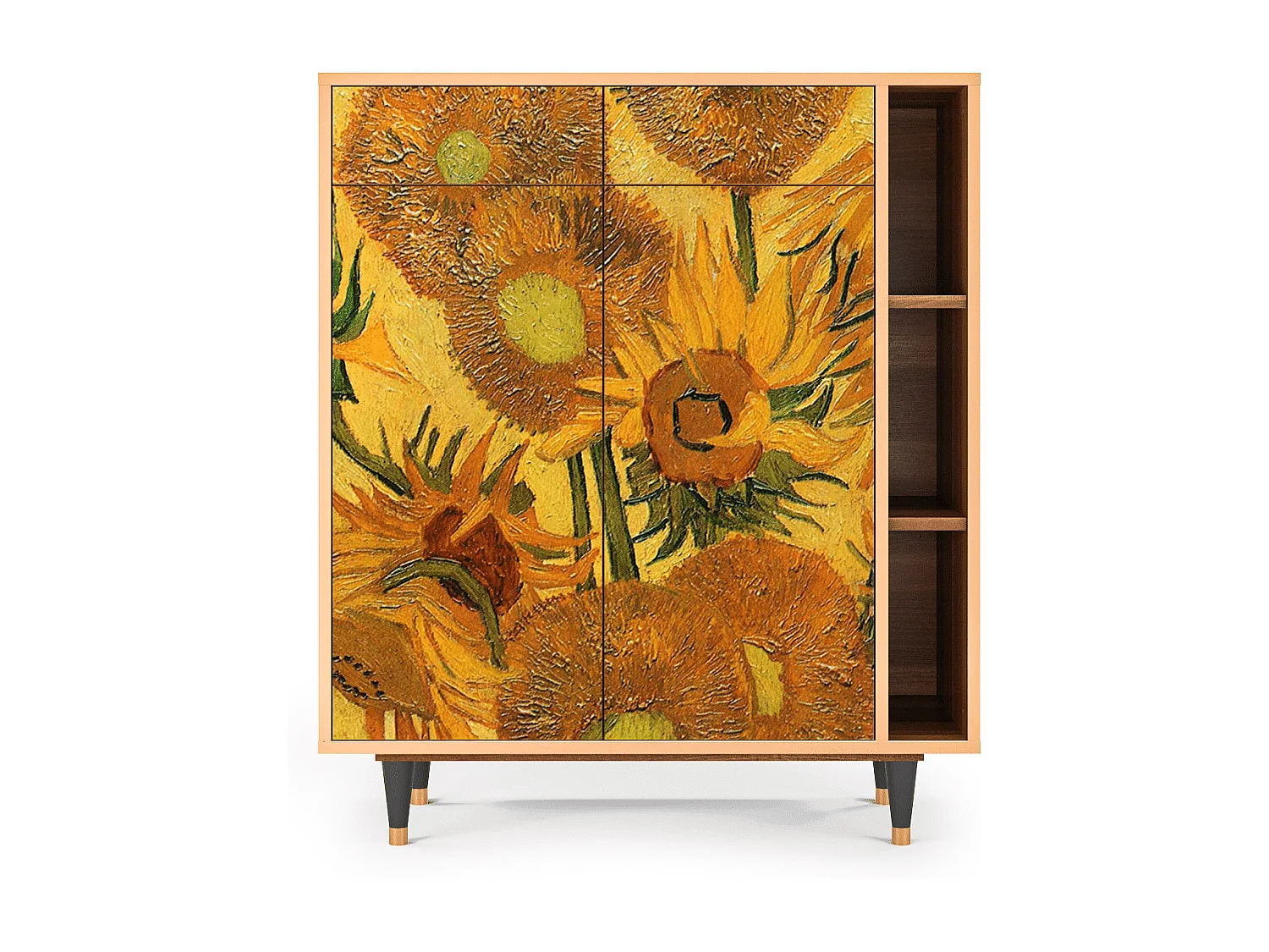 Kredens - 96х110х41 cm - BS6 - Sunflowers, Orzech