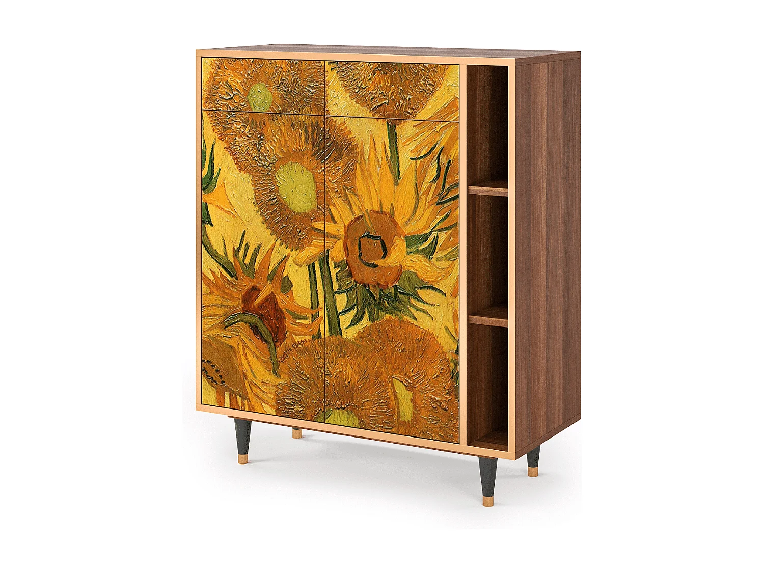 Kredens - 96х110х41 cm - BS6 - Sunflowers, Orzech