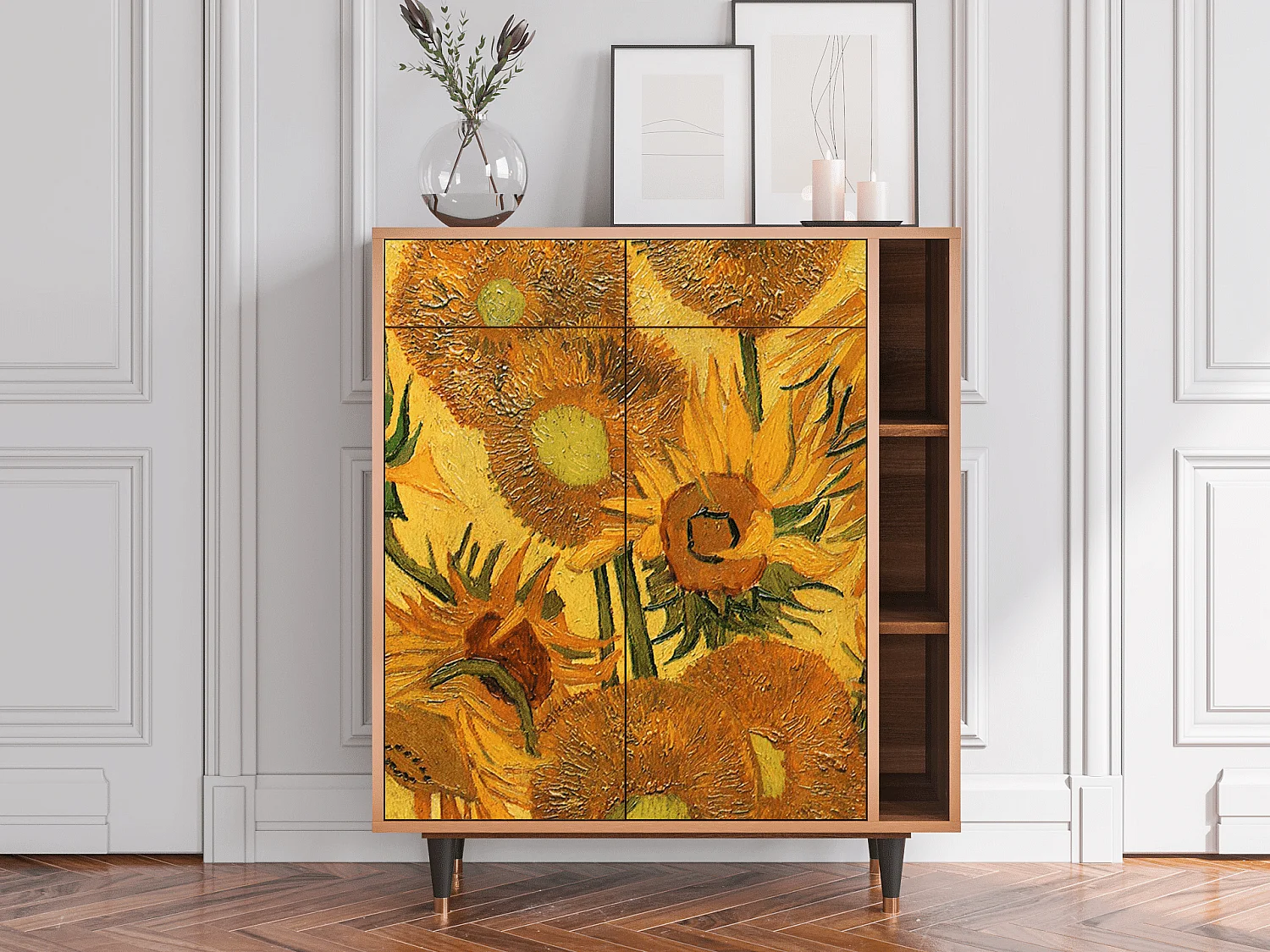 Credenza - 96х110х41 cm - BS6 - Sunflowers, Noce