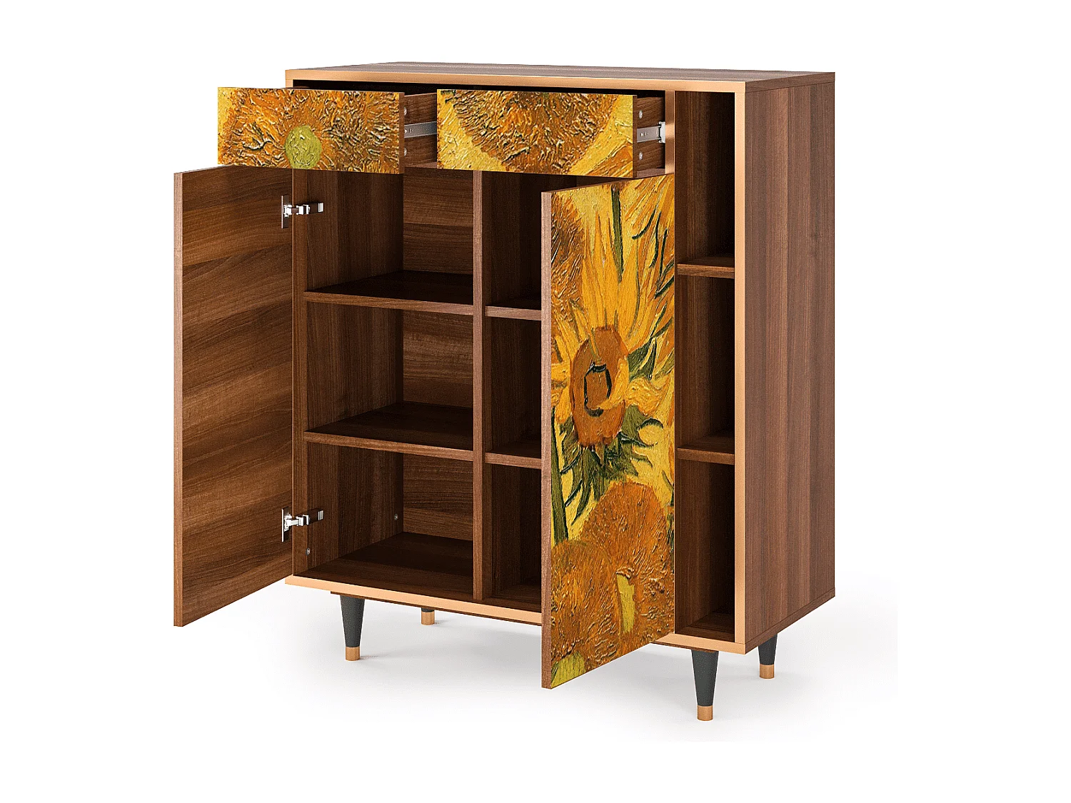Credenza - 96х110х41 cm - BS6 - Sunflowers, Noce