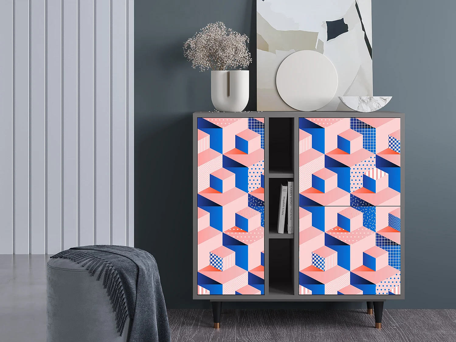 Buffet - 94х96х41 cm - BS5 - Pinky Squares, Gris