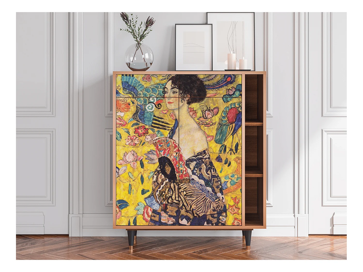 Sideboard - 96х110х41 cm - BS6 - Lady with Fan by Klimt, Walnuss