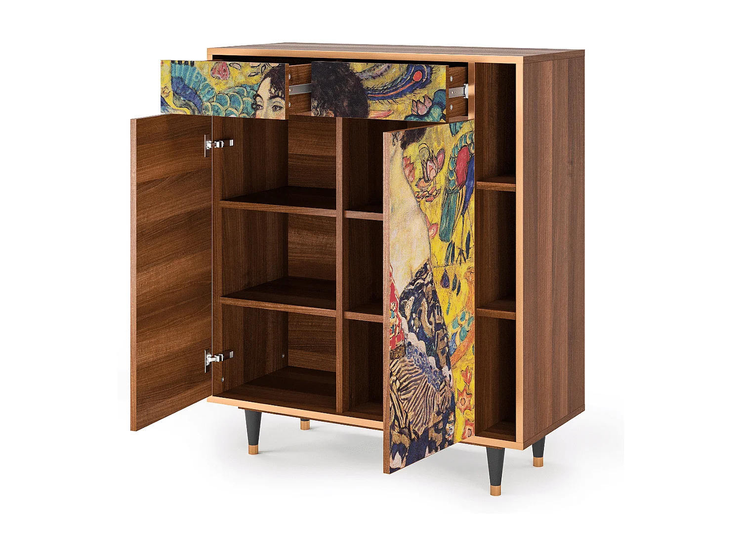 Sideboard - 96х110х41 cm - BS6 - Lady with Fan by Klimt, Walnuss