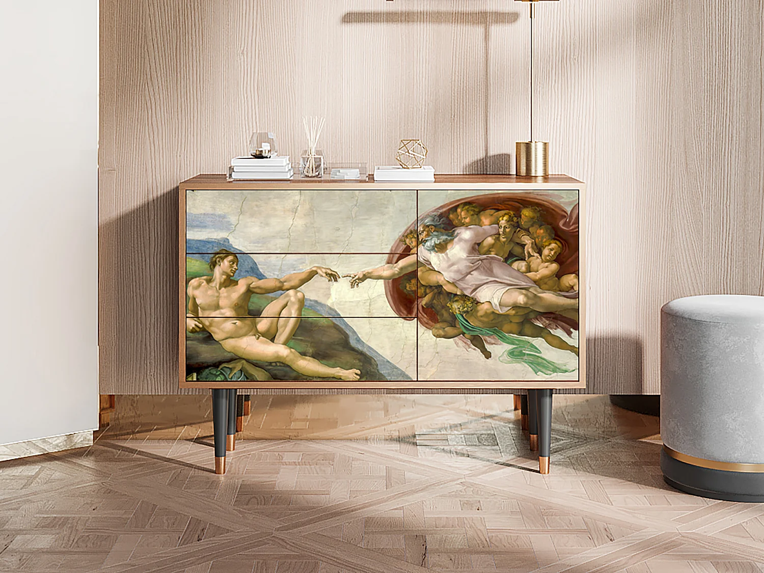 Kredens - 115х84х41 cm - S3 - The Creation of Adam, Orzech