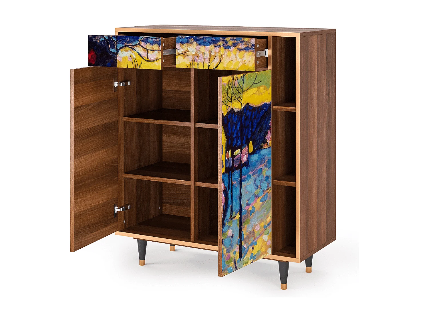 Sideboard - 96х110х41 cm - BS6 - Winter Landscape, Walnuss