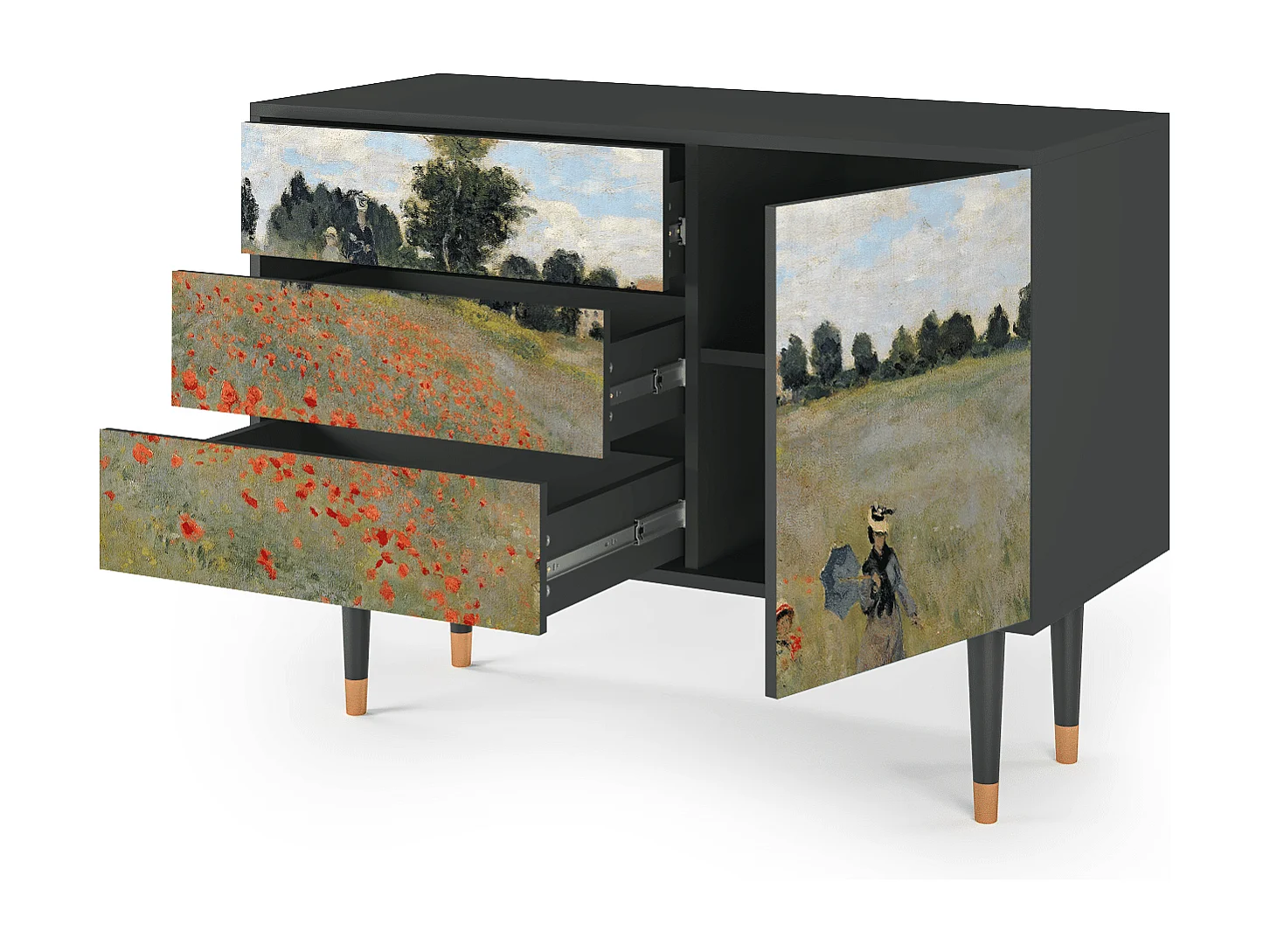 Kredens - 115х84х41 cm - S3 - The Poppy Field   , Antracyt