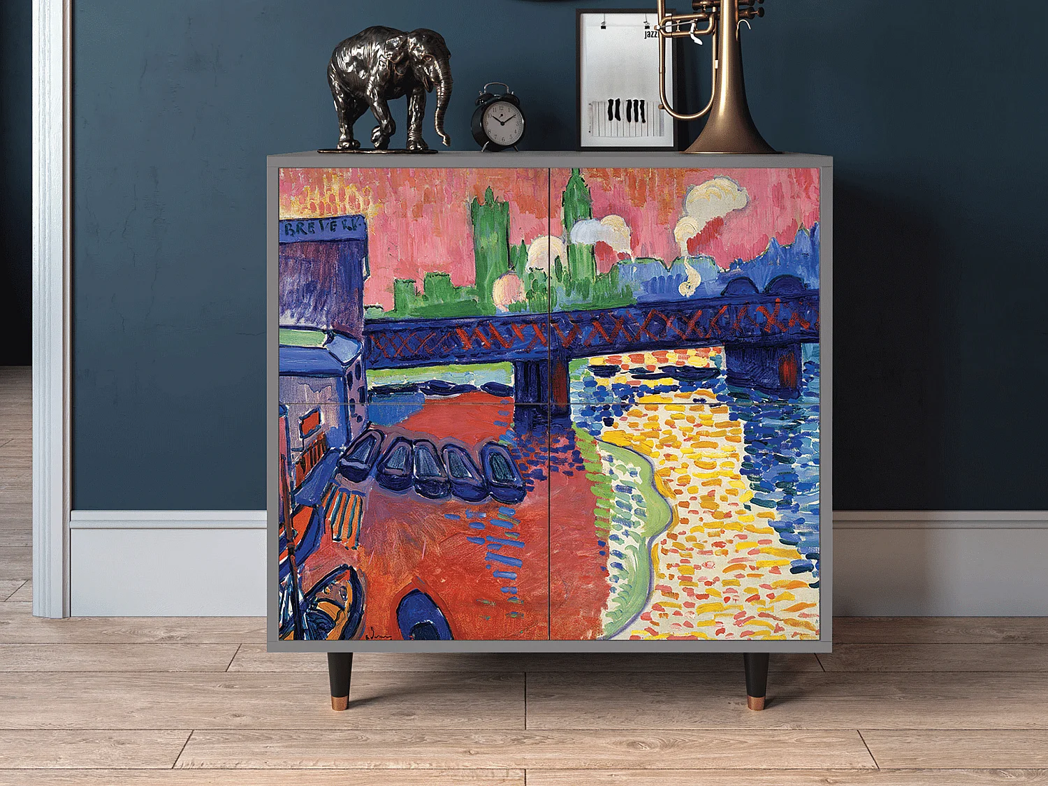 Kredens - 94x96x48 cm - BS3 - Charing Cross Bridge, Szary