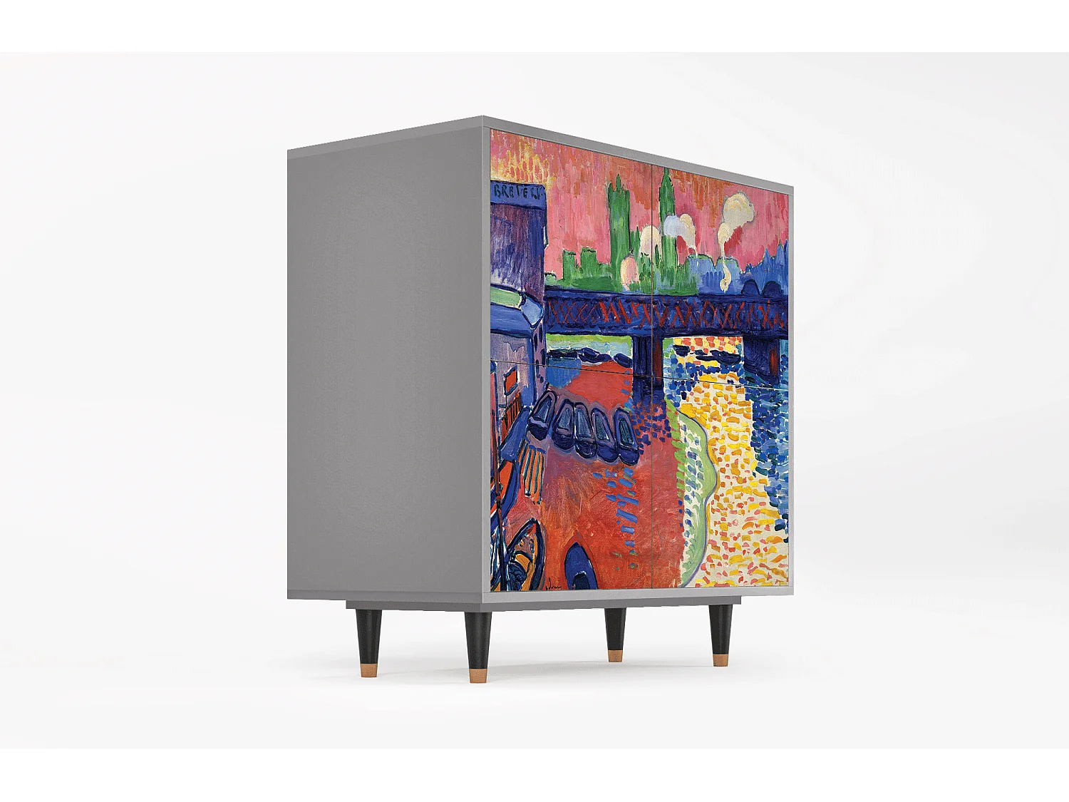 Kredens - 94x96x48 cm - BS3 - Charing Cross Bridge, Szary