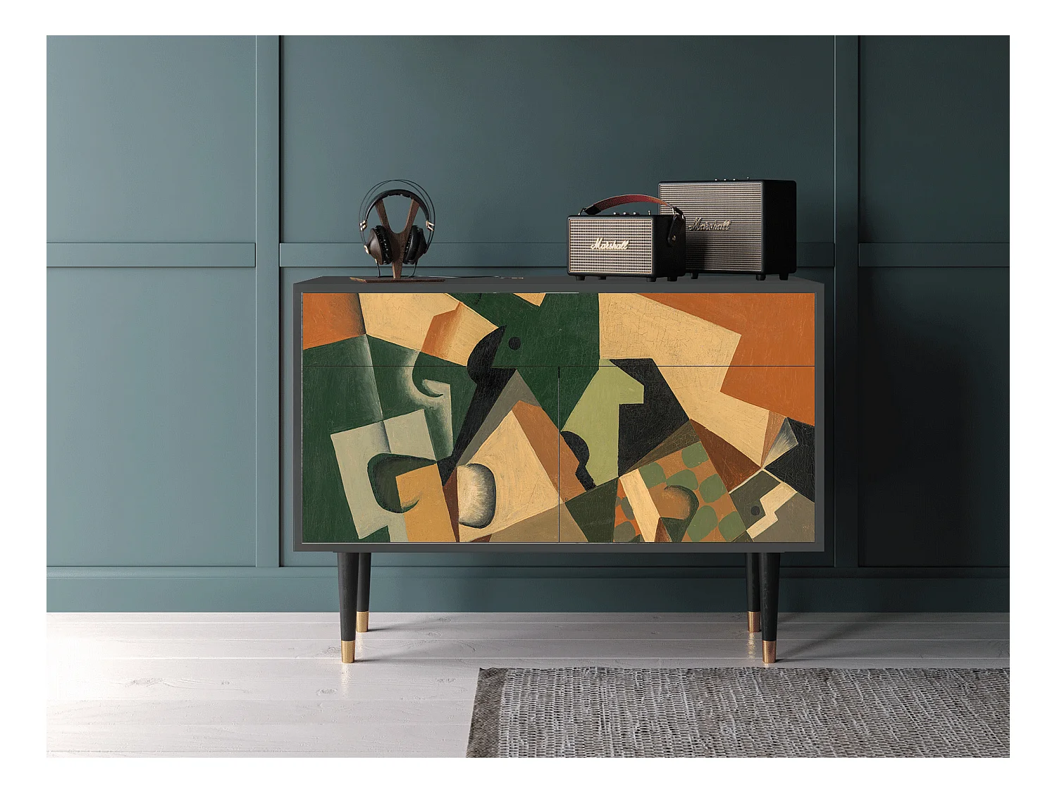 Buffet - 115x85x48 cm - BS4 - Glass and Checkerboard, Anthracite