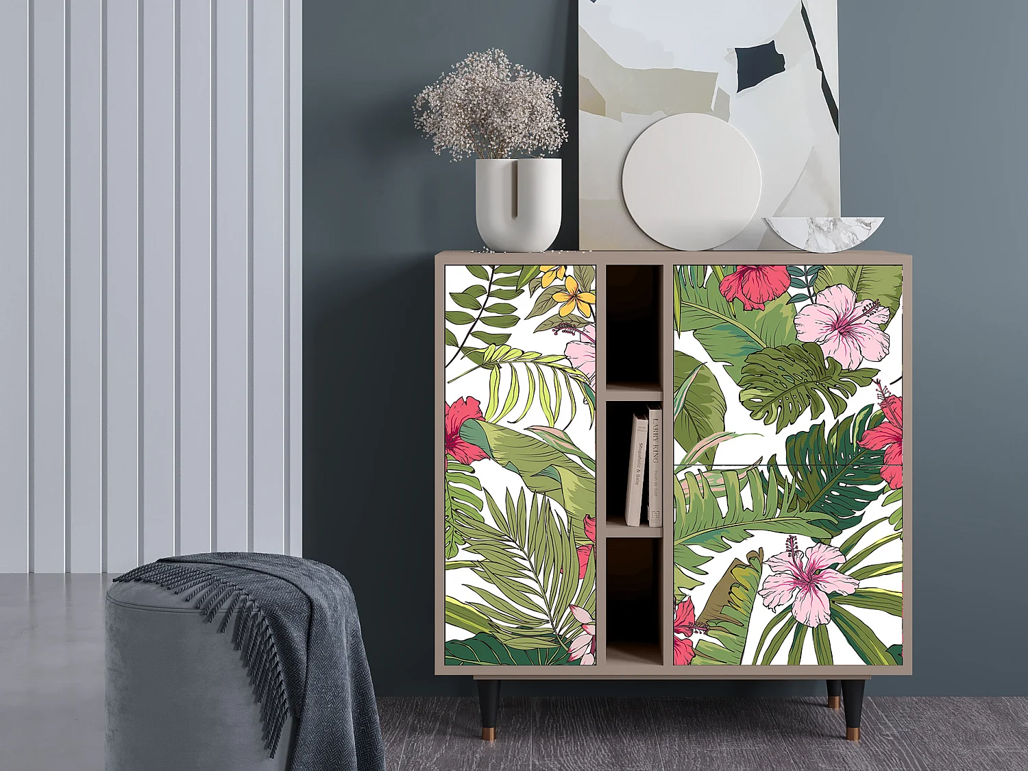 Kredens - 94х96х41 cm - BS5 - Verdant Tropics, Latte