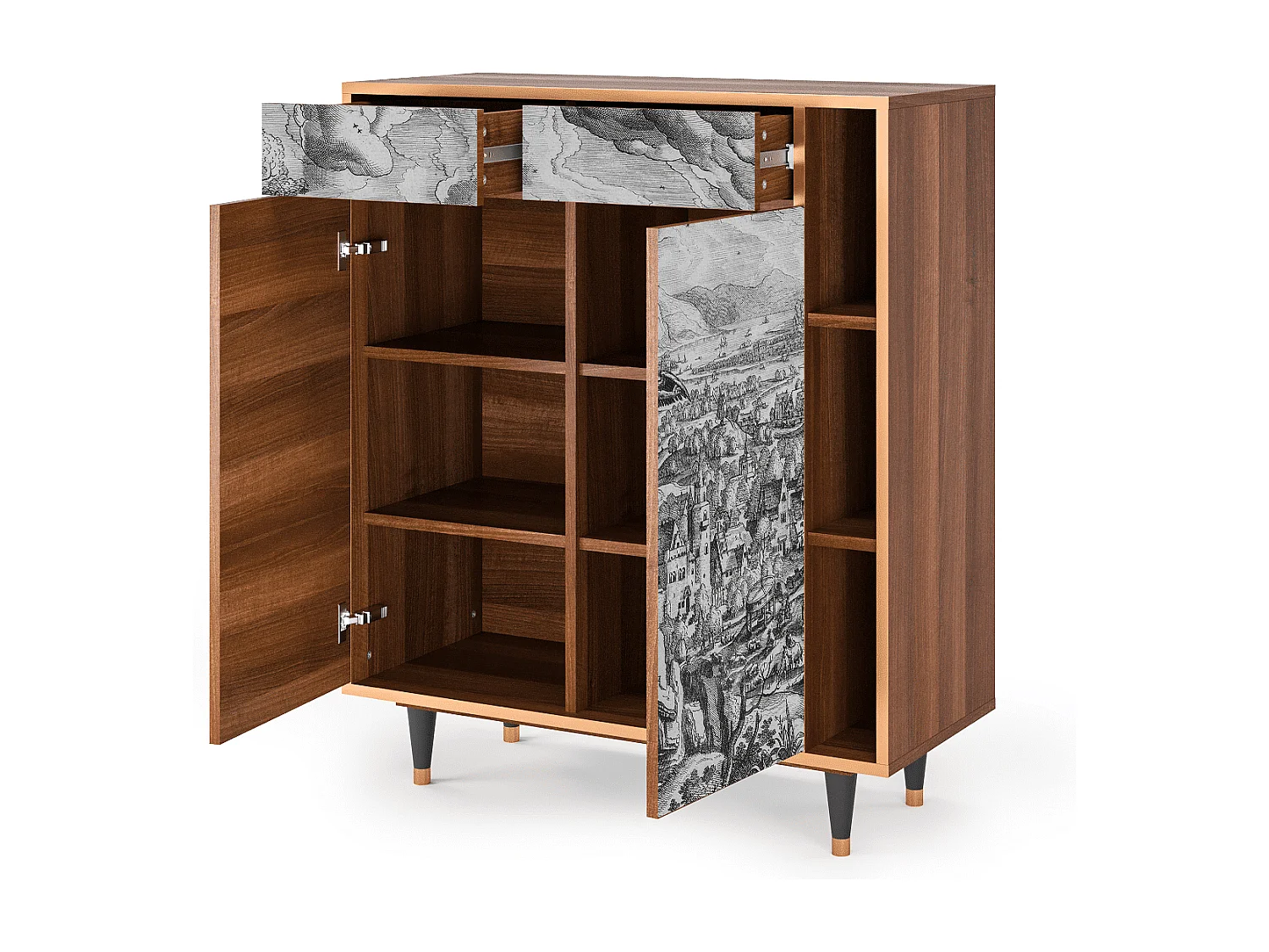 Kredens - 96х110х41 cm - BS6 - Departure, Orzech