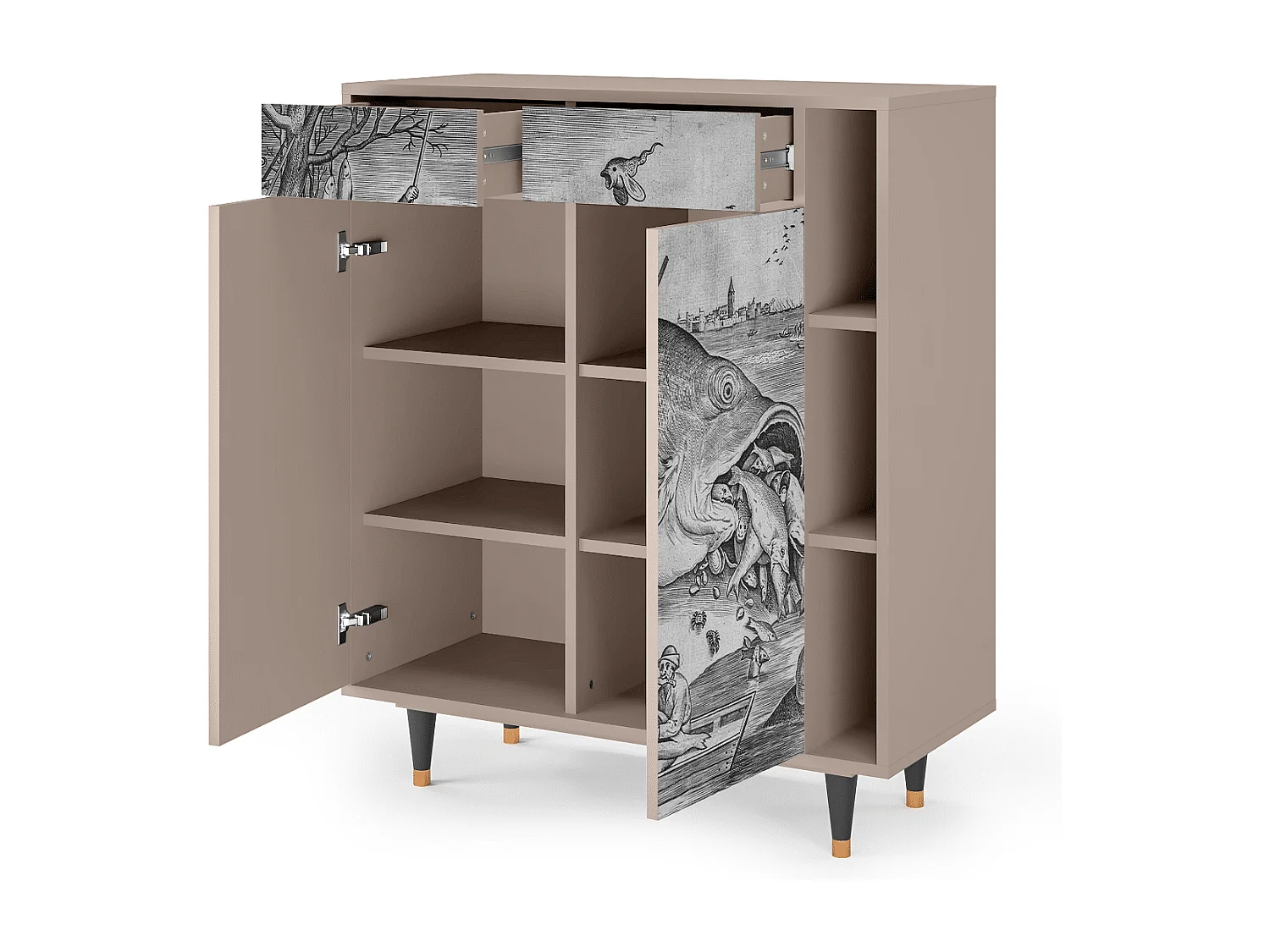 Kredens - 96х110х41 cm - BS6 - Big Fish Eat Little, Latte