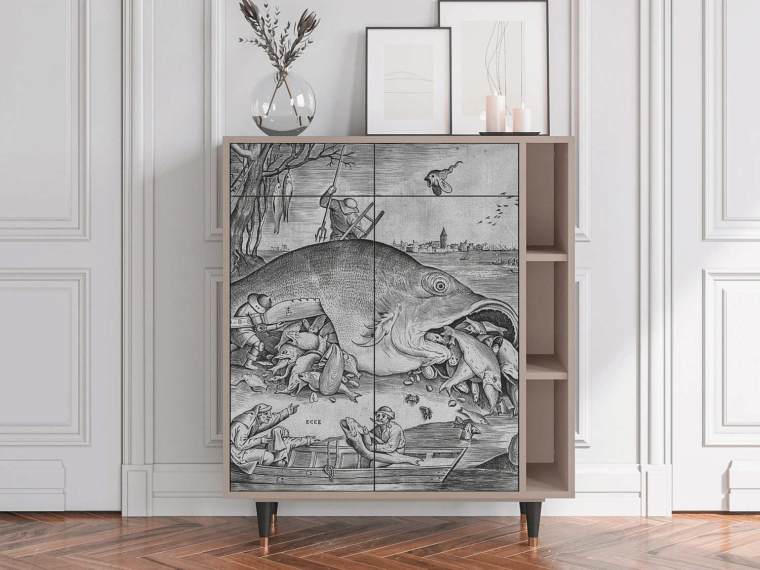 Aparador - 96х110х41 cm - BS6 - Big Fish Eat Little, Latte