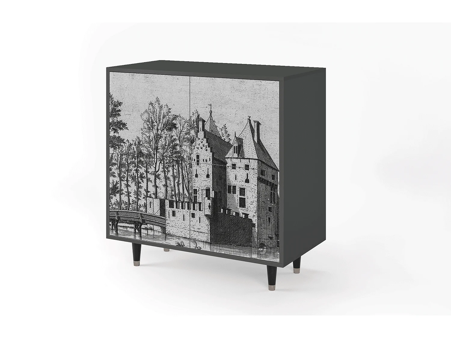 Kredens - 94x96x48 cm - BS3 - Castle with Bridge, Antracyt