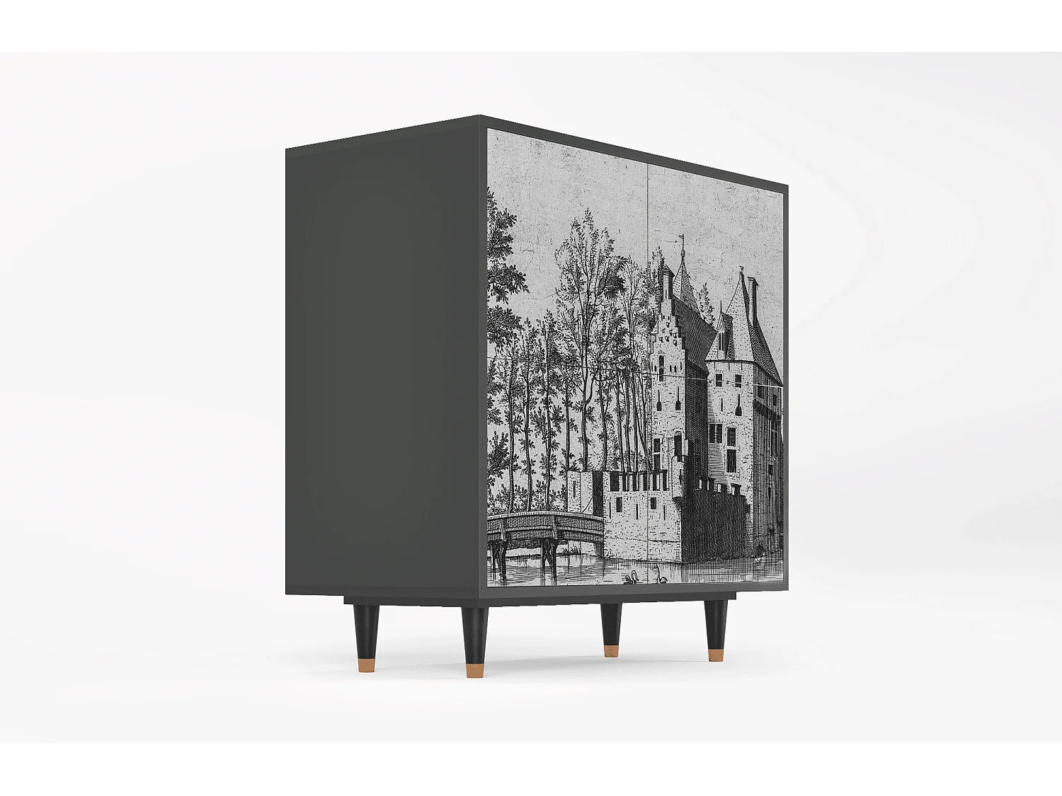 Kredens - 94x96x48 cm - BS3 - Castle with Bridge, Antracyt