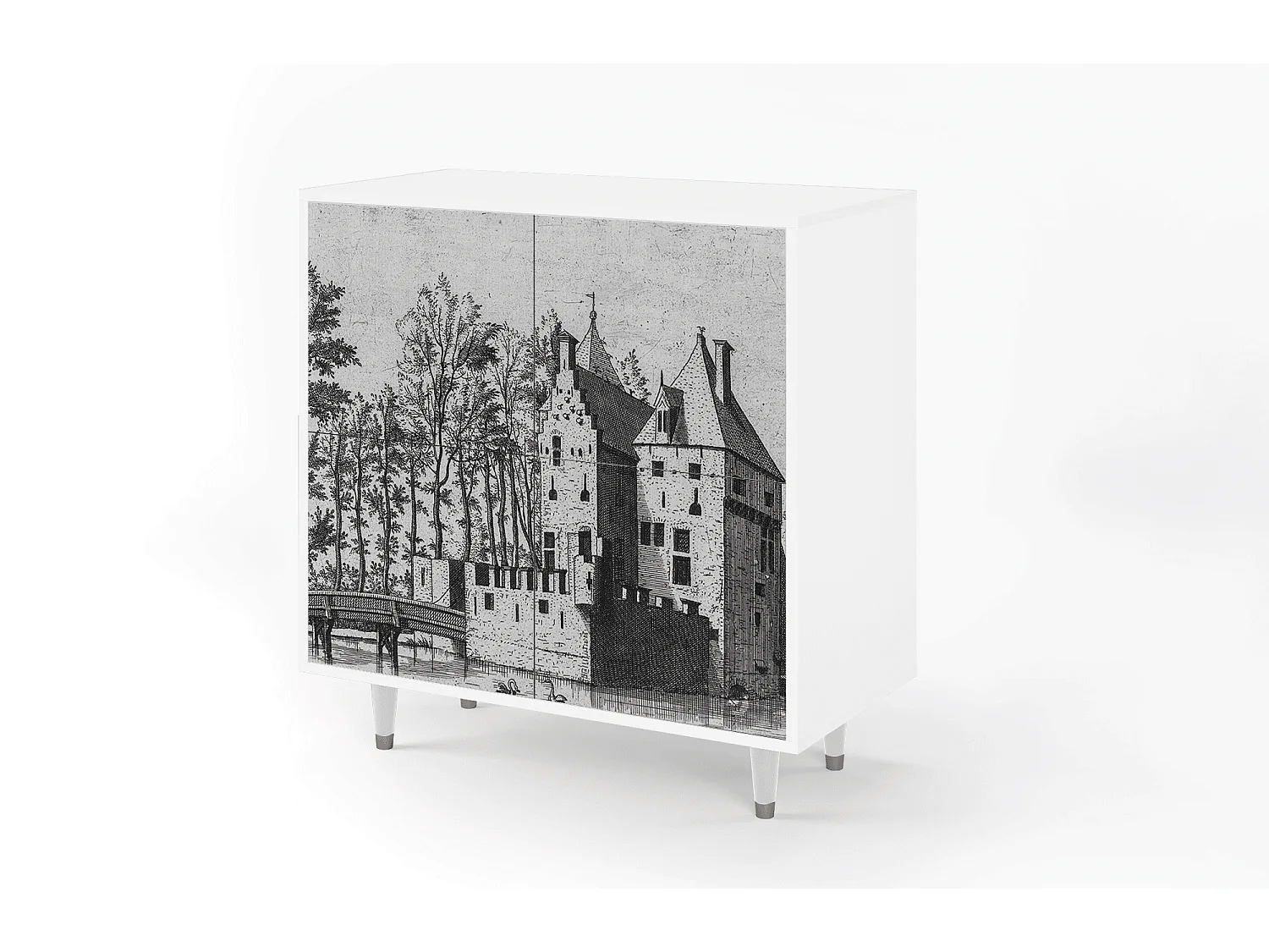 Aparador - 94x96x48 cm - BS3 - Castle with Bridge, Branco