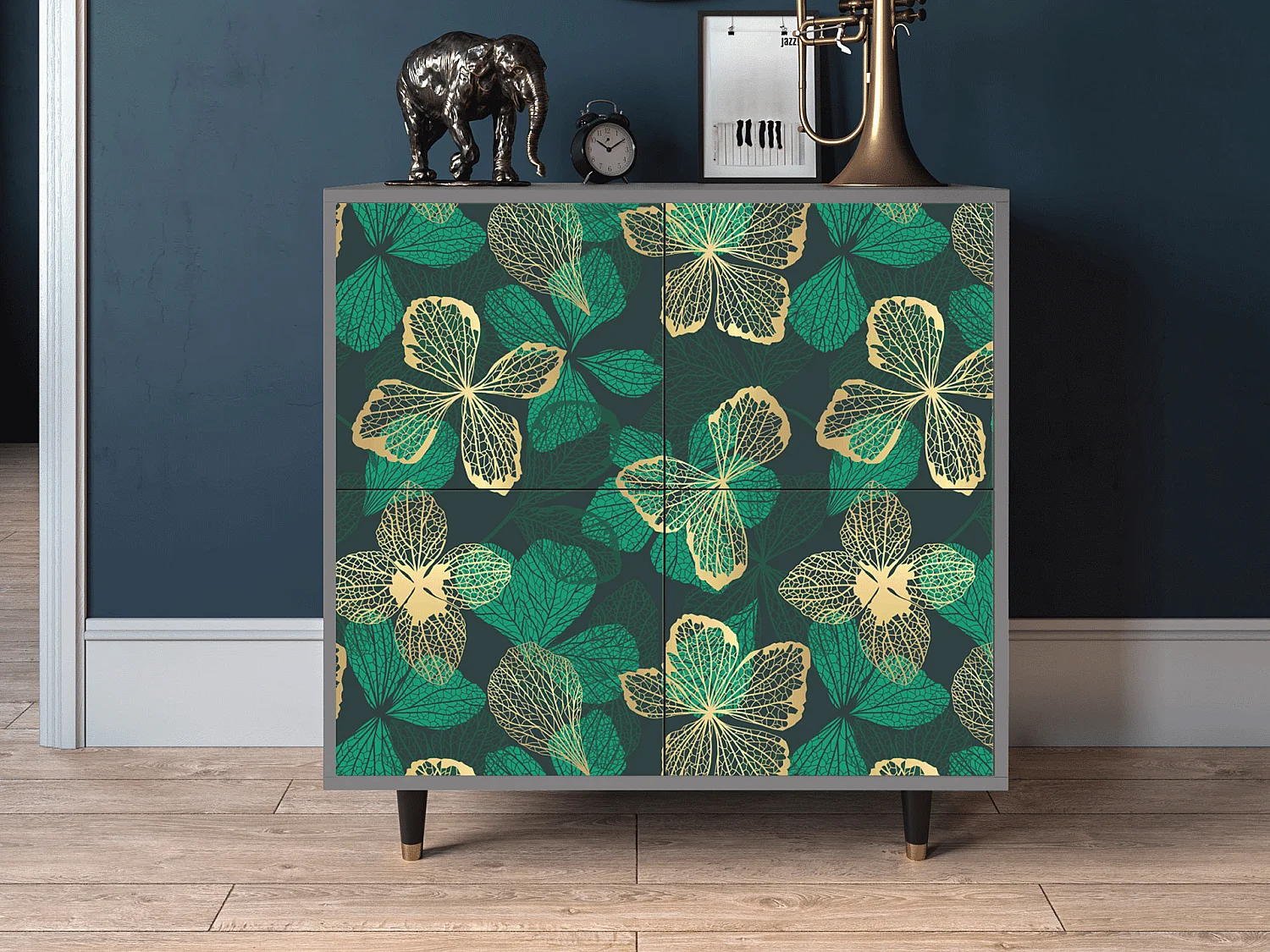 Dressoir - 94x96x48 cm - BS3 - Green Flower, Grijs