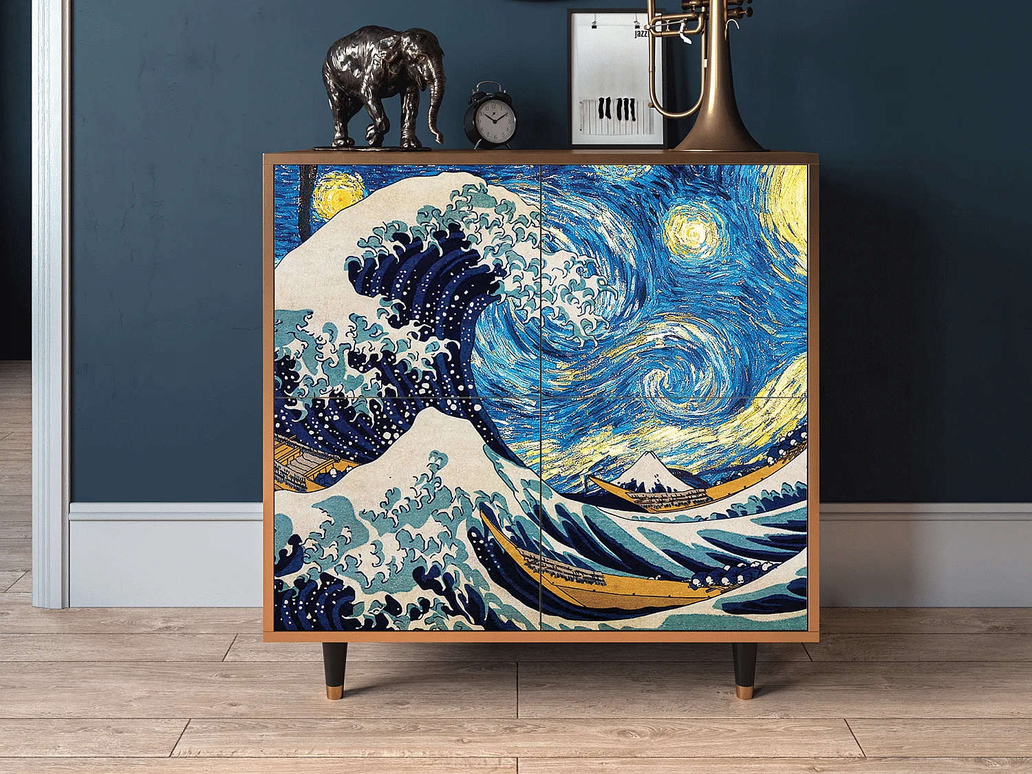 Buffet - 94x96x48 cm - BS3 - Great Wave, Noyer