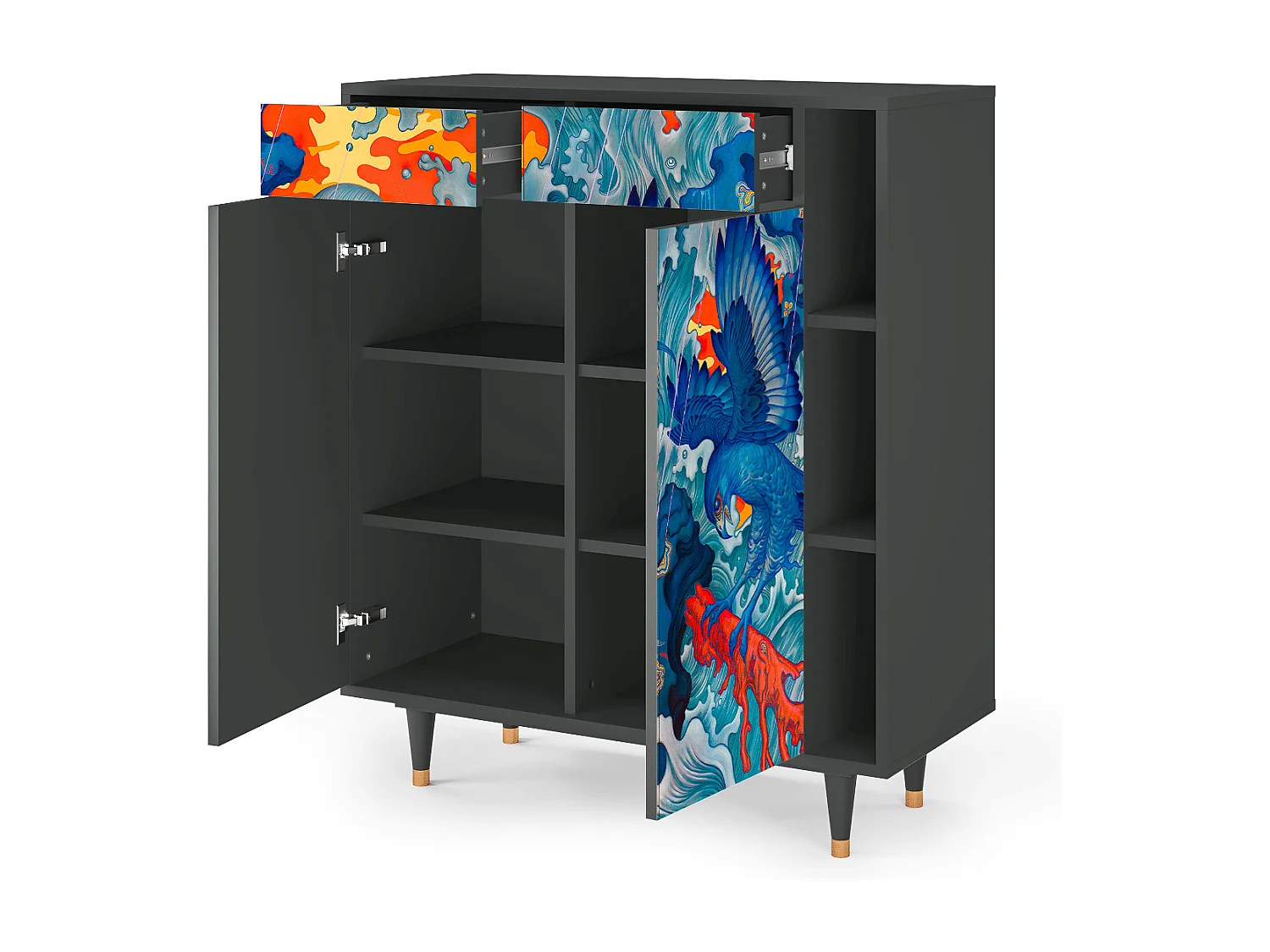 Kredens - 96х110х41 cm - BS6 - The Girl - James Jean, Antracyt