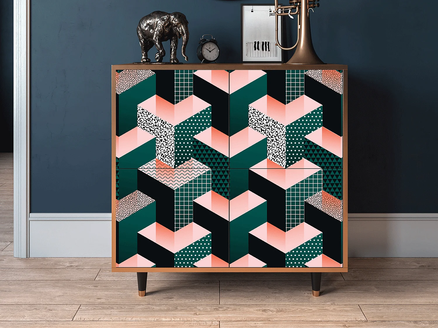 Buffet - 94x96x48 cm - BS3 - Geometric Madness, Noyer