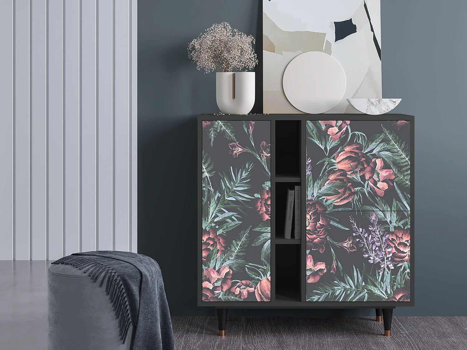 Credenza - 94х96х41 cm - BS5 - Dark Peonies, Antracite