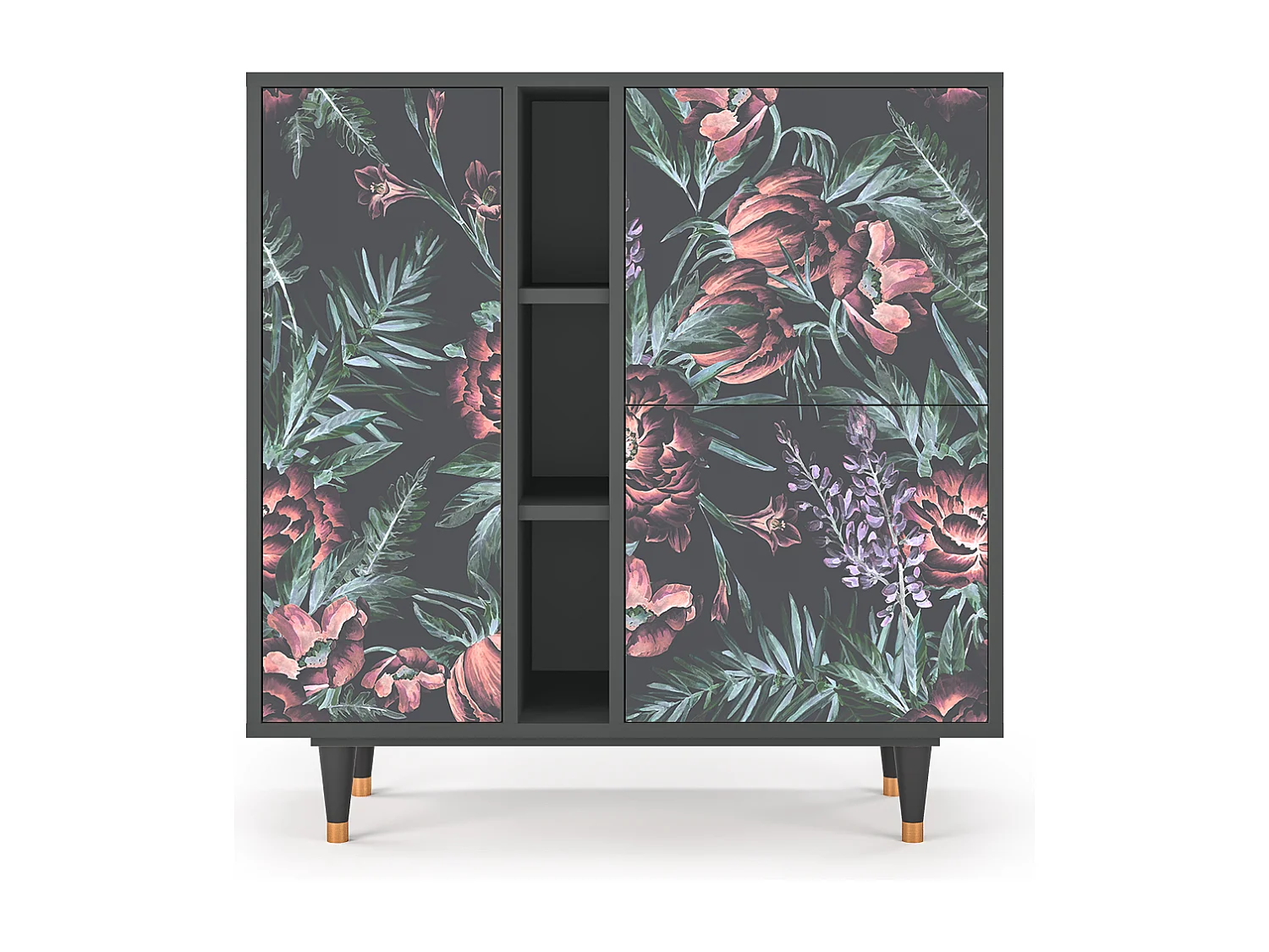 Kredens - 94х96х41 cm - BS5 - Dark Peonies, Antracyt