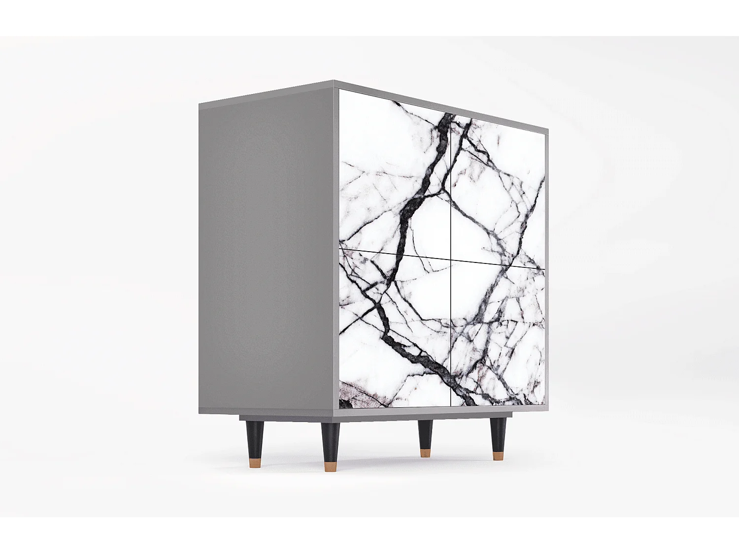 Dressoir - 94x96x48 cm - BS3 - Raven Marble, Grijs