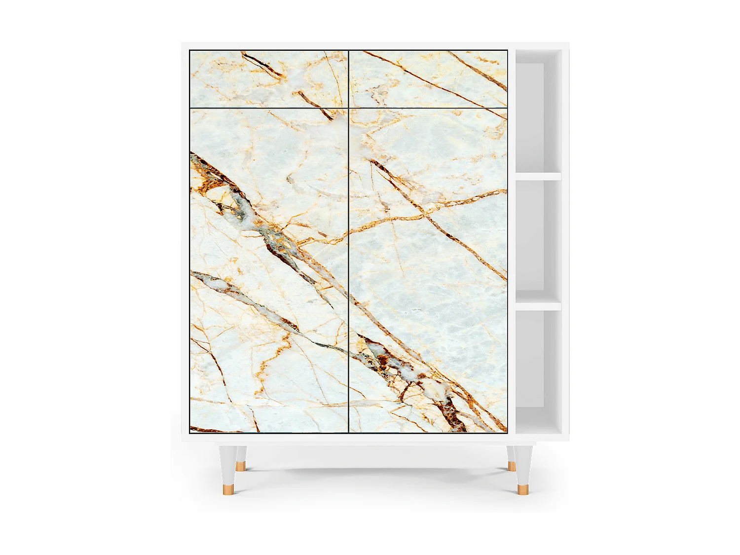 Kredens - 96х110х41 cm - BS6 - Piaskowyy Marble, Biały