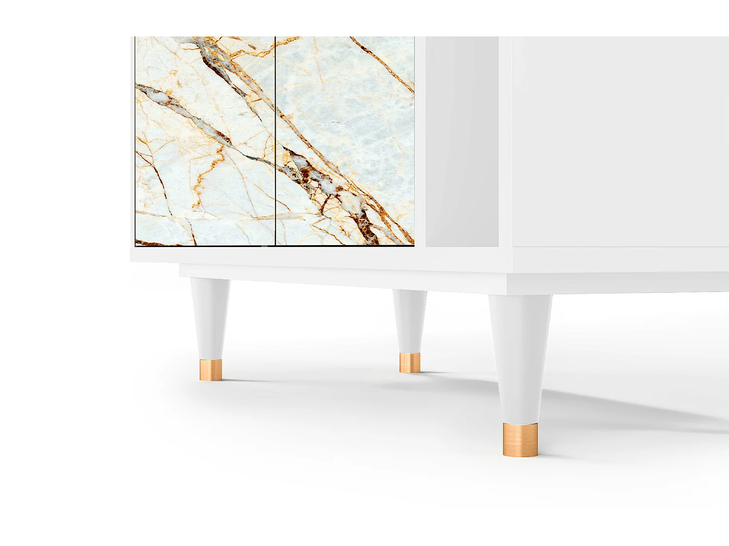 Kredens - 96х110х41 cm - BS6 - Piaskowyy Marble, Biały