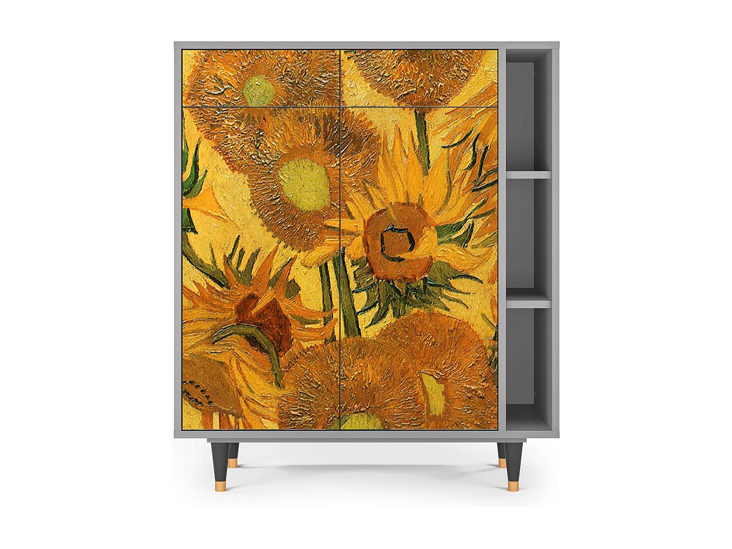Credenza - 96х110х41 cm - BS6 - Sunflowers, Grigio