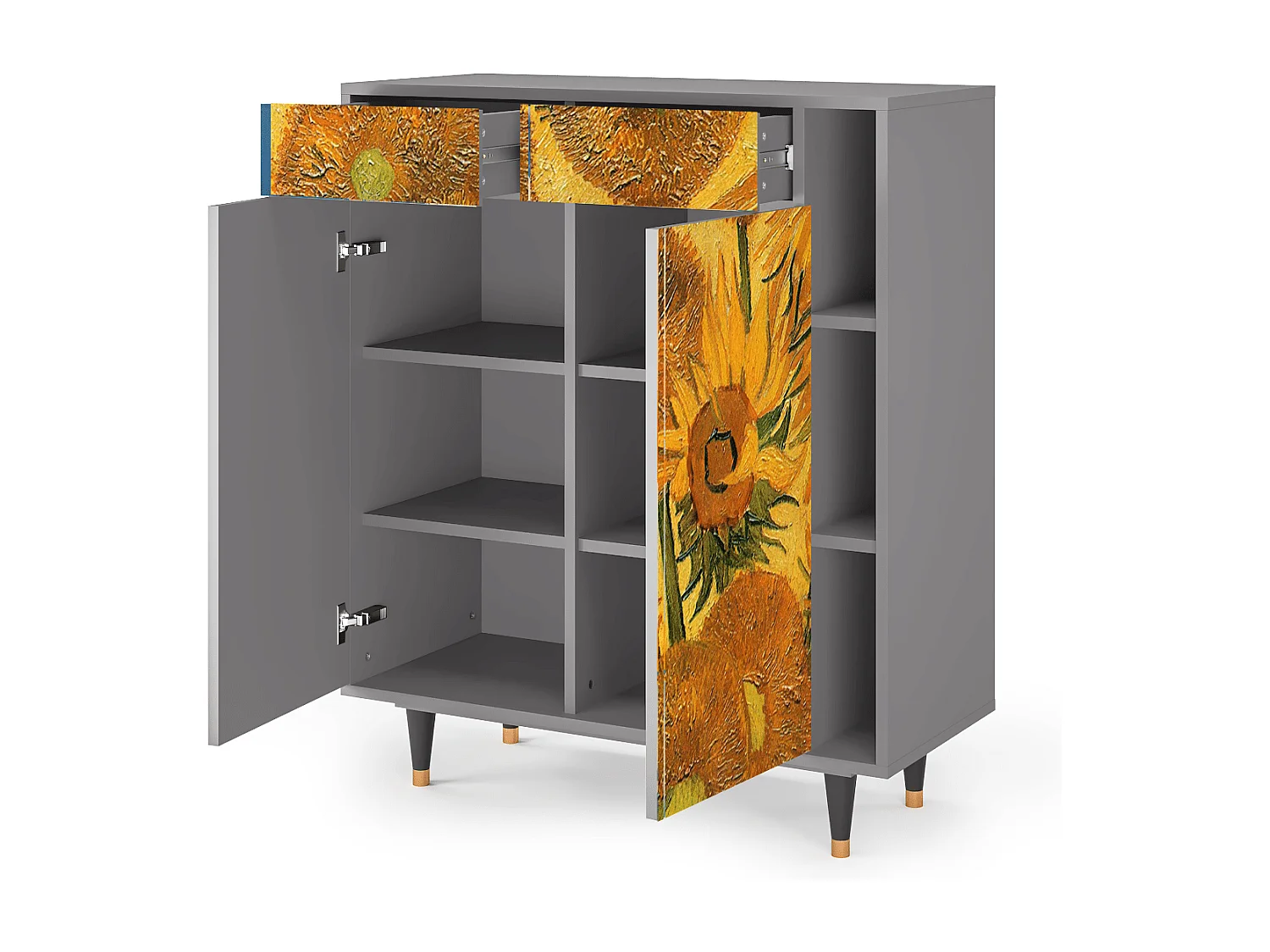 Credenza - 96х110х41 cm - BS6 - Sunflowers, Grigio