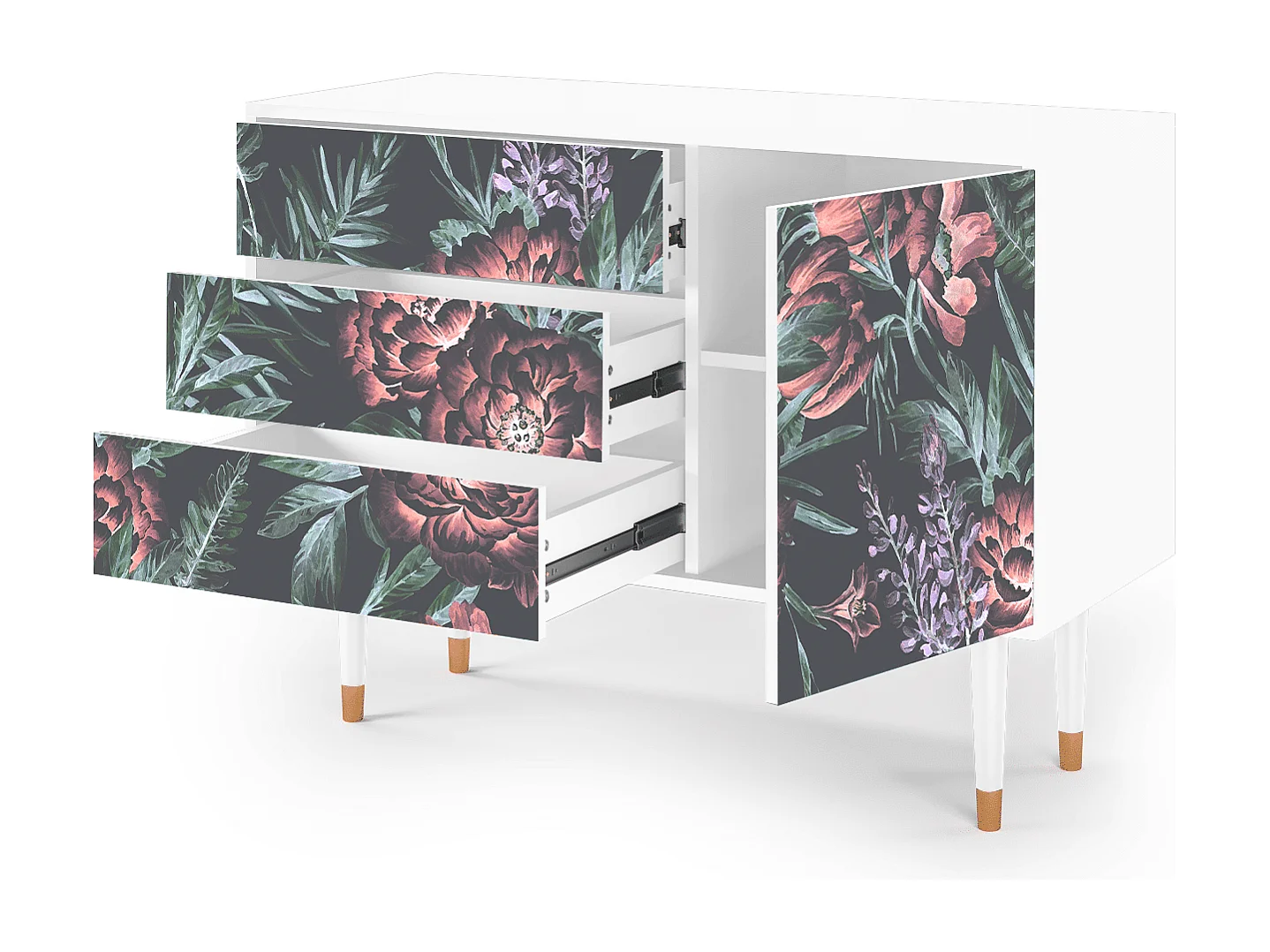 Buffet - 115х84х41 cm - S3 - Dark Peonies, Blanc