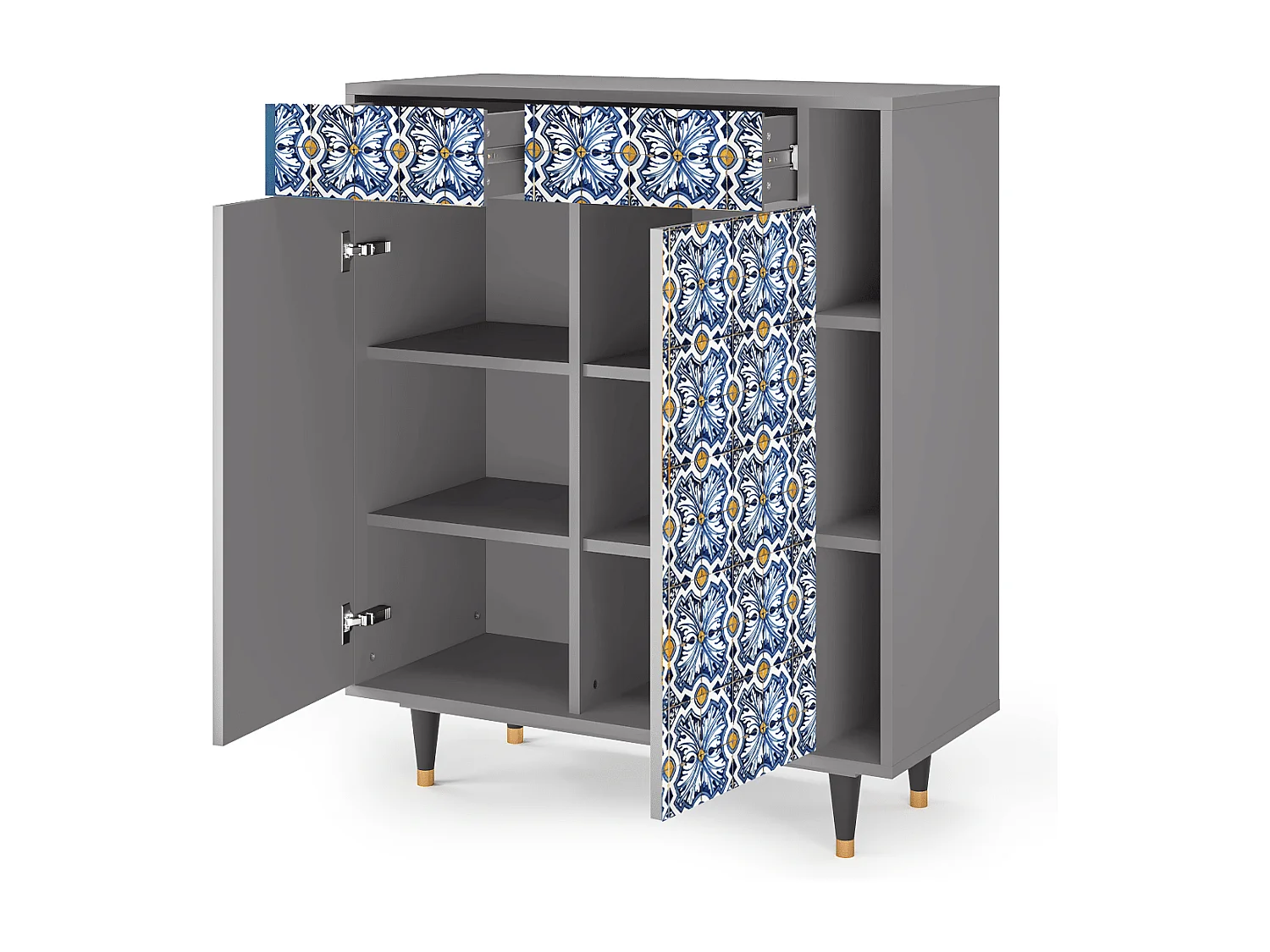 Credenza - 96х110х41 cm - BS6 - Lovely Cornflowers, Grigio