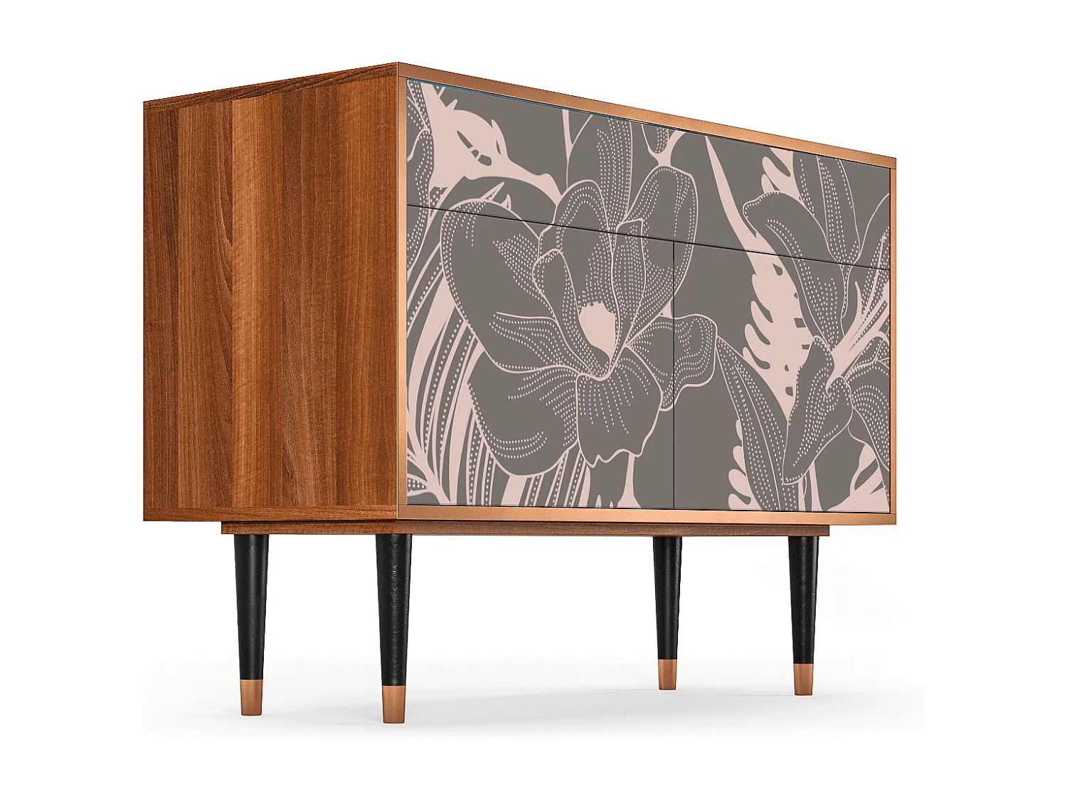 Kredens - 115x85x48 cm - BS4 - Issabelline Flower, Orzech